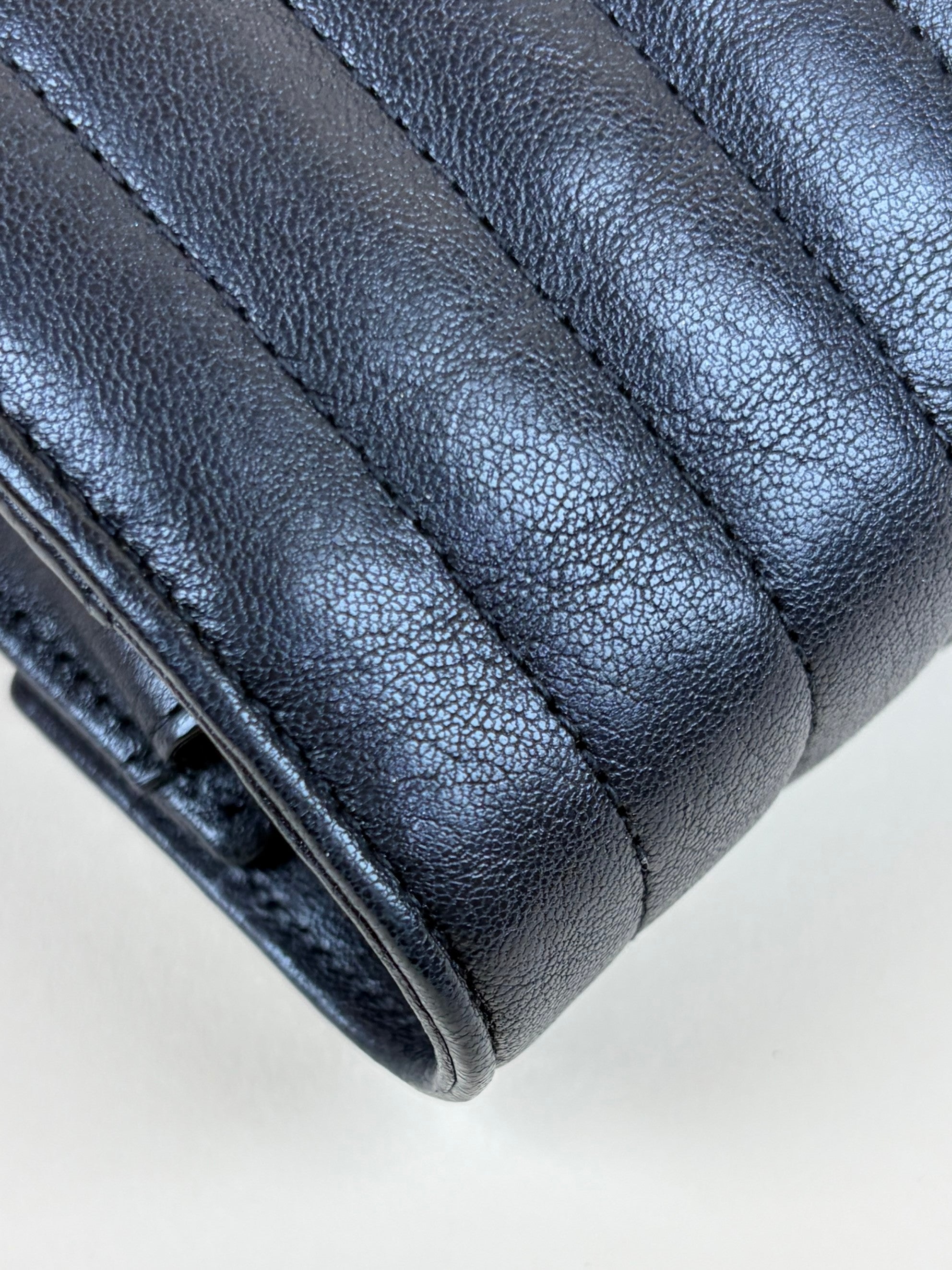 YSL Black Mixed matelassé monogram charms chain wallet