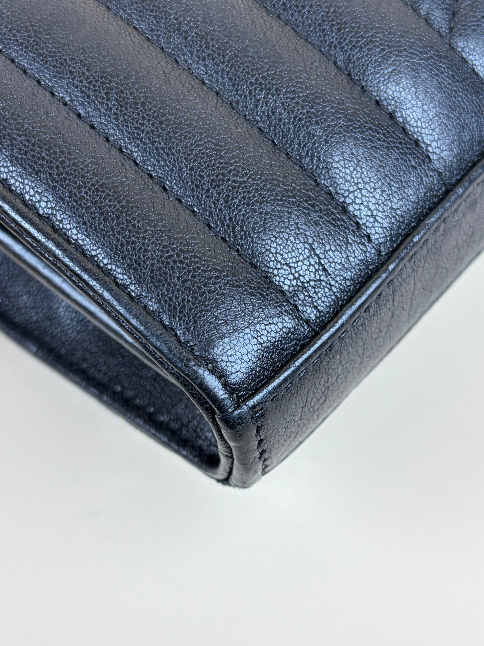 YSL Black Mixed matelassé monogram charms chain wallet