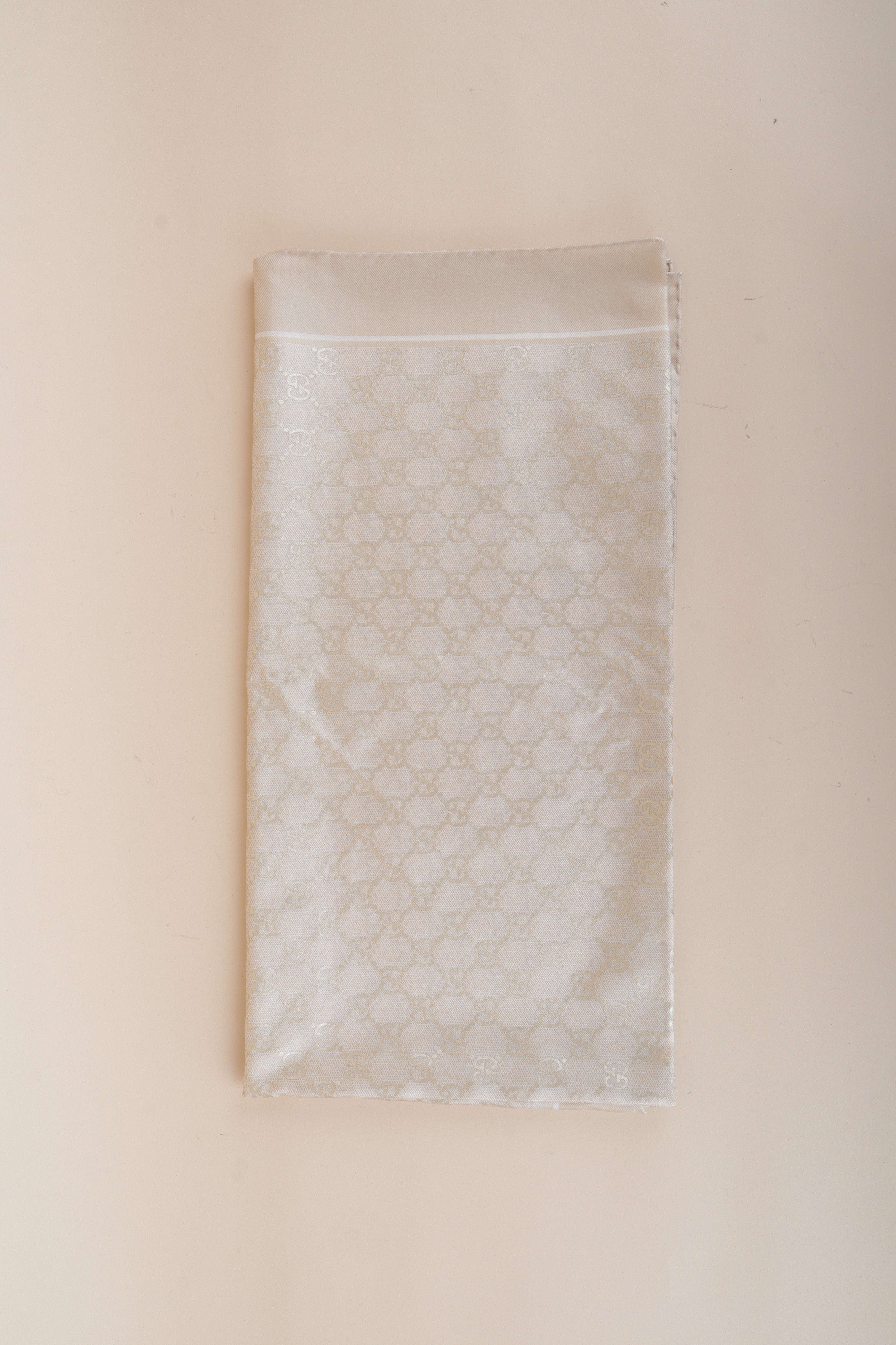 GUCCI LAMINATED PRINTED SILK BEIGE-Scarf-Gucci-The Closet Egypt