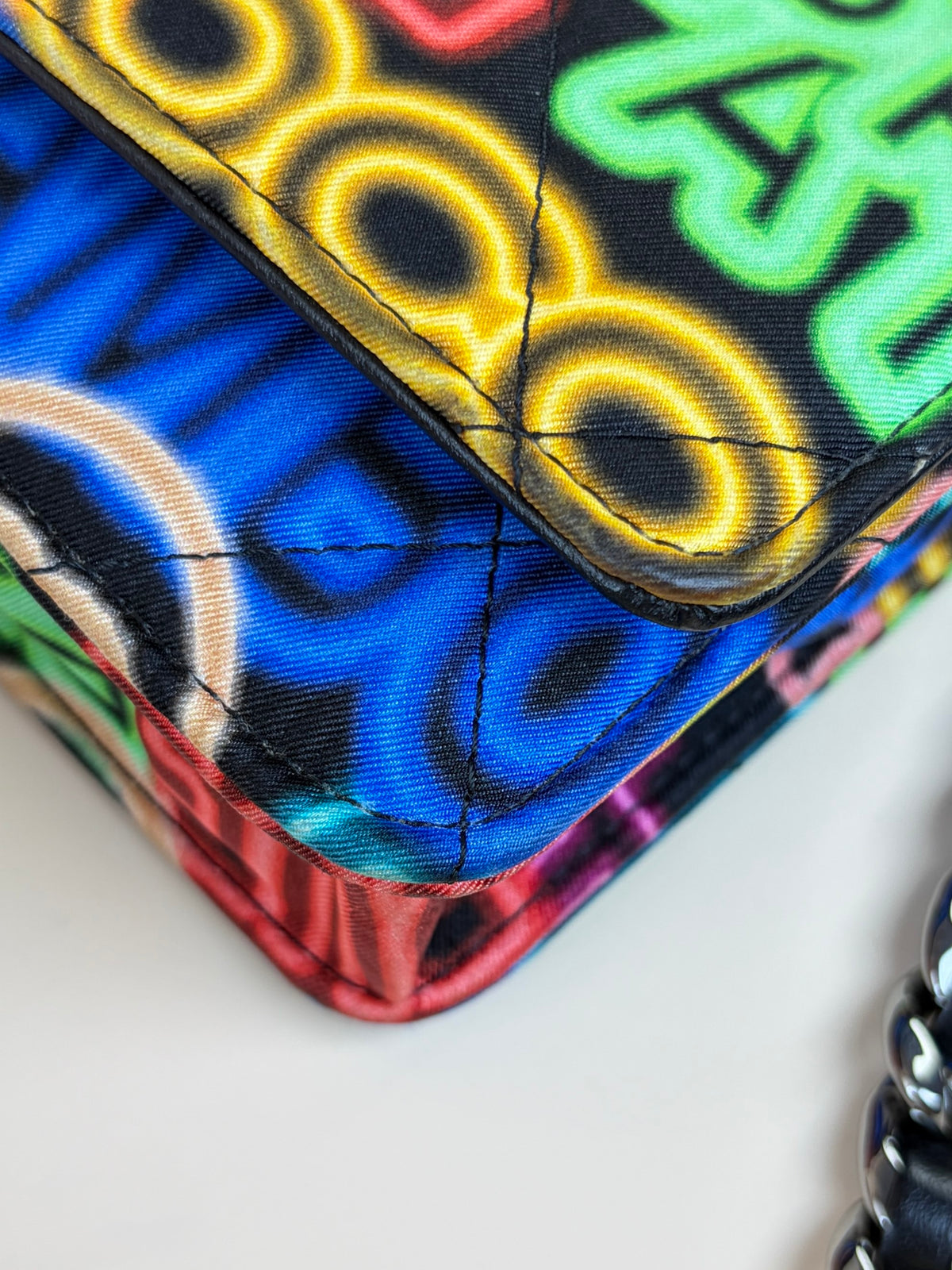 Chanel fabric printed Chanel 19 wallet on chain black