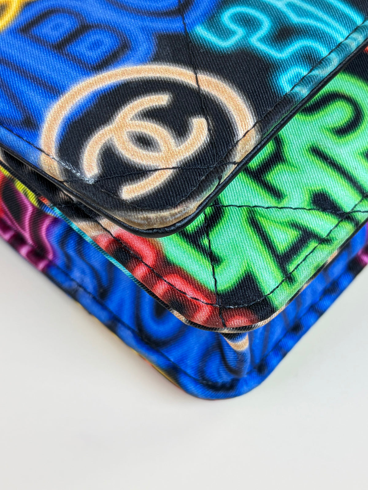 Chanel fabric printed Chanel 19 wallet on chain black