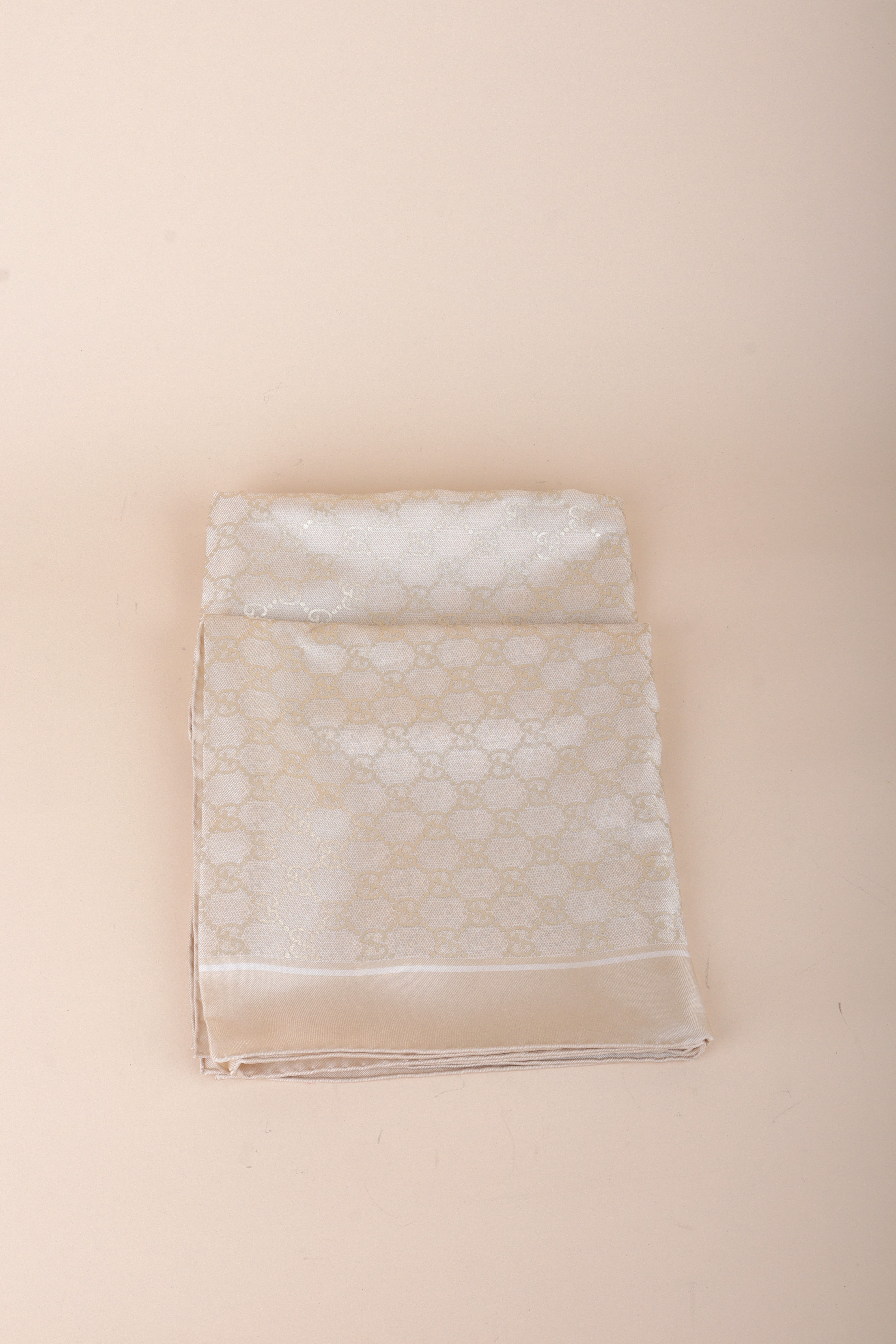 GUCCI LAMINATED PRINTED SILK BEIGE-Scarf-Gucci-The Closet Egypt