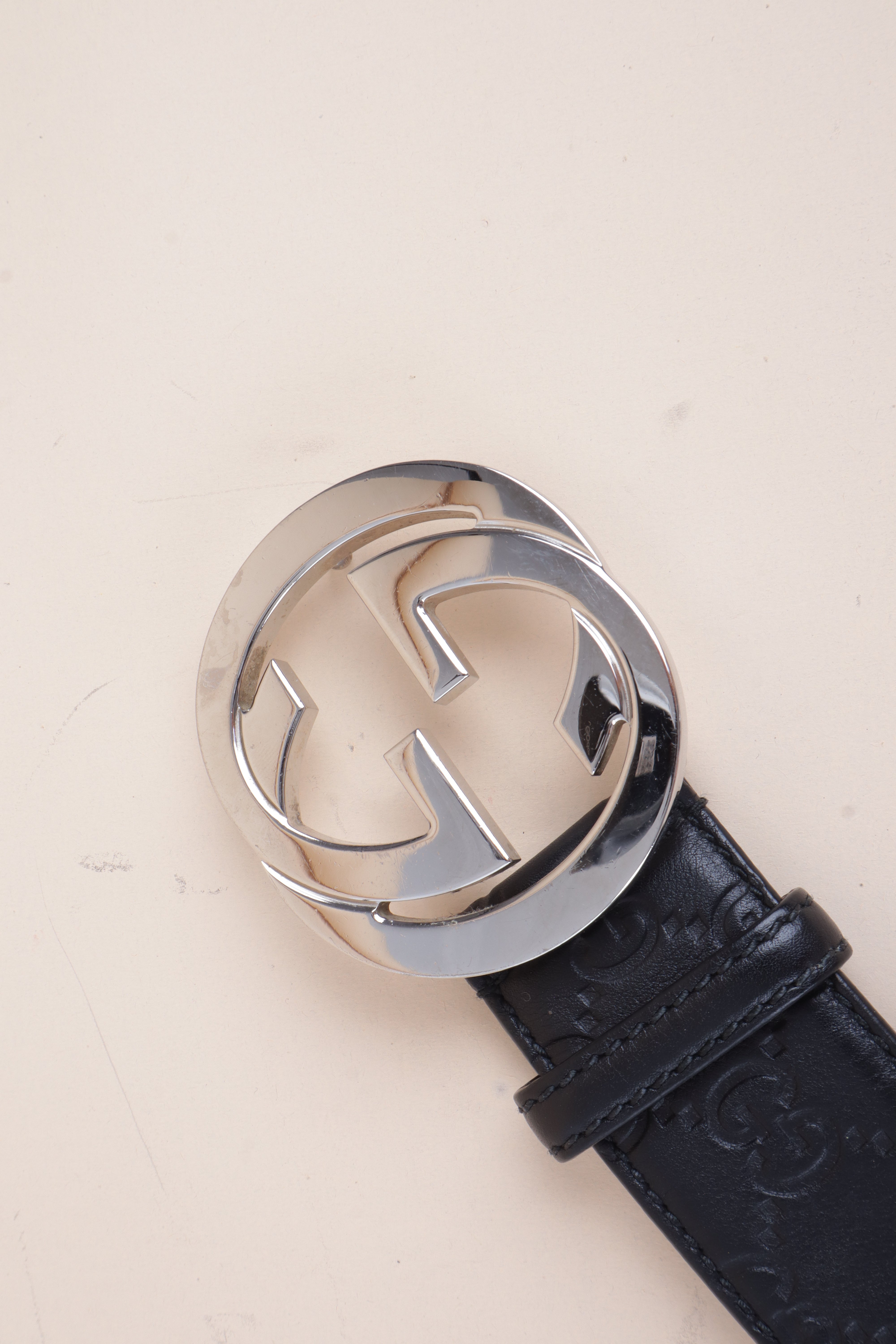 Gucci Black Interlocking G Buckle Belt 38