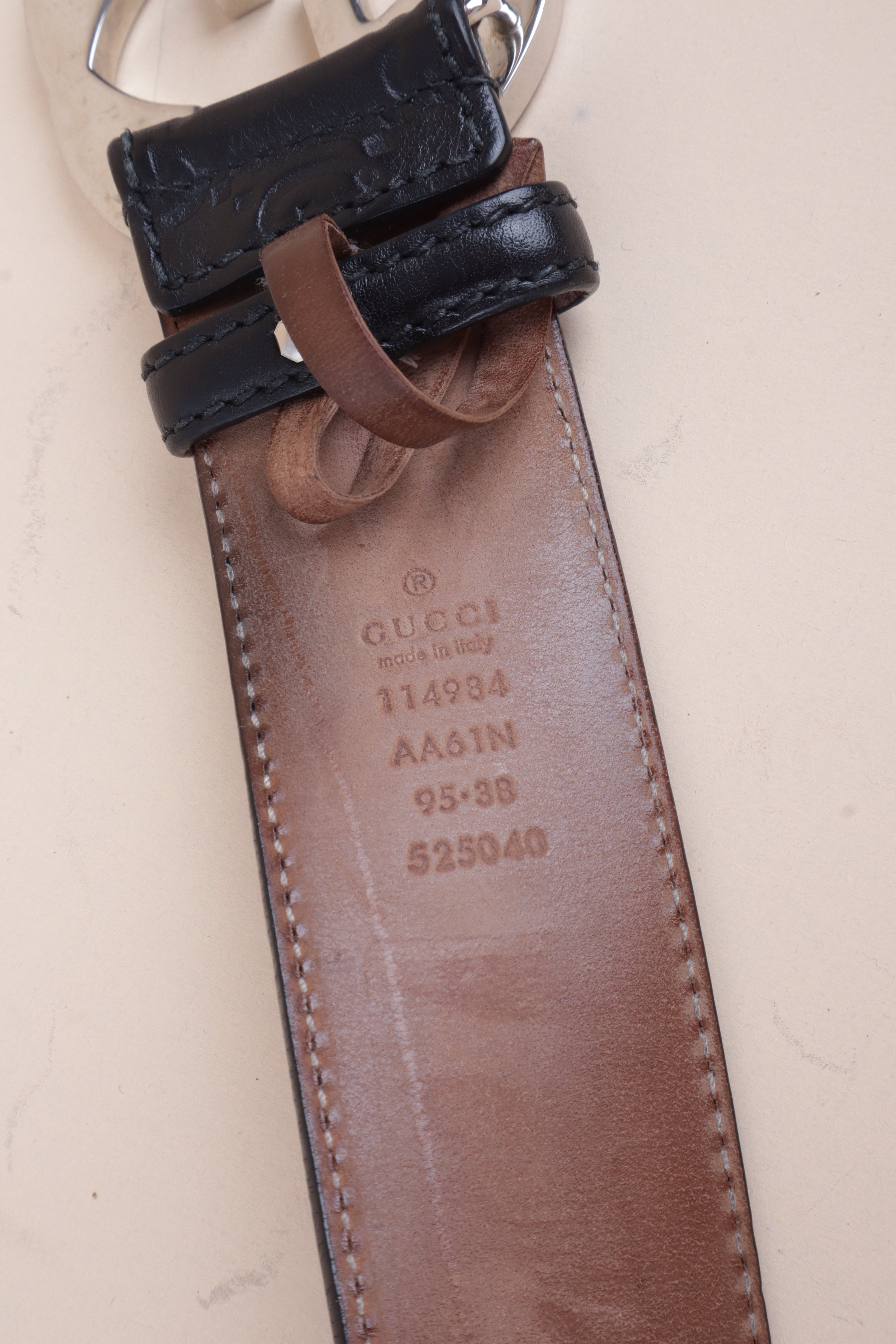 Gucci Black Interlocking G Buckle Belt 38