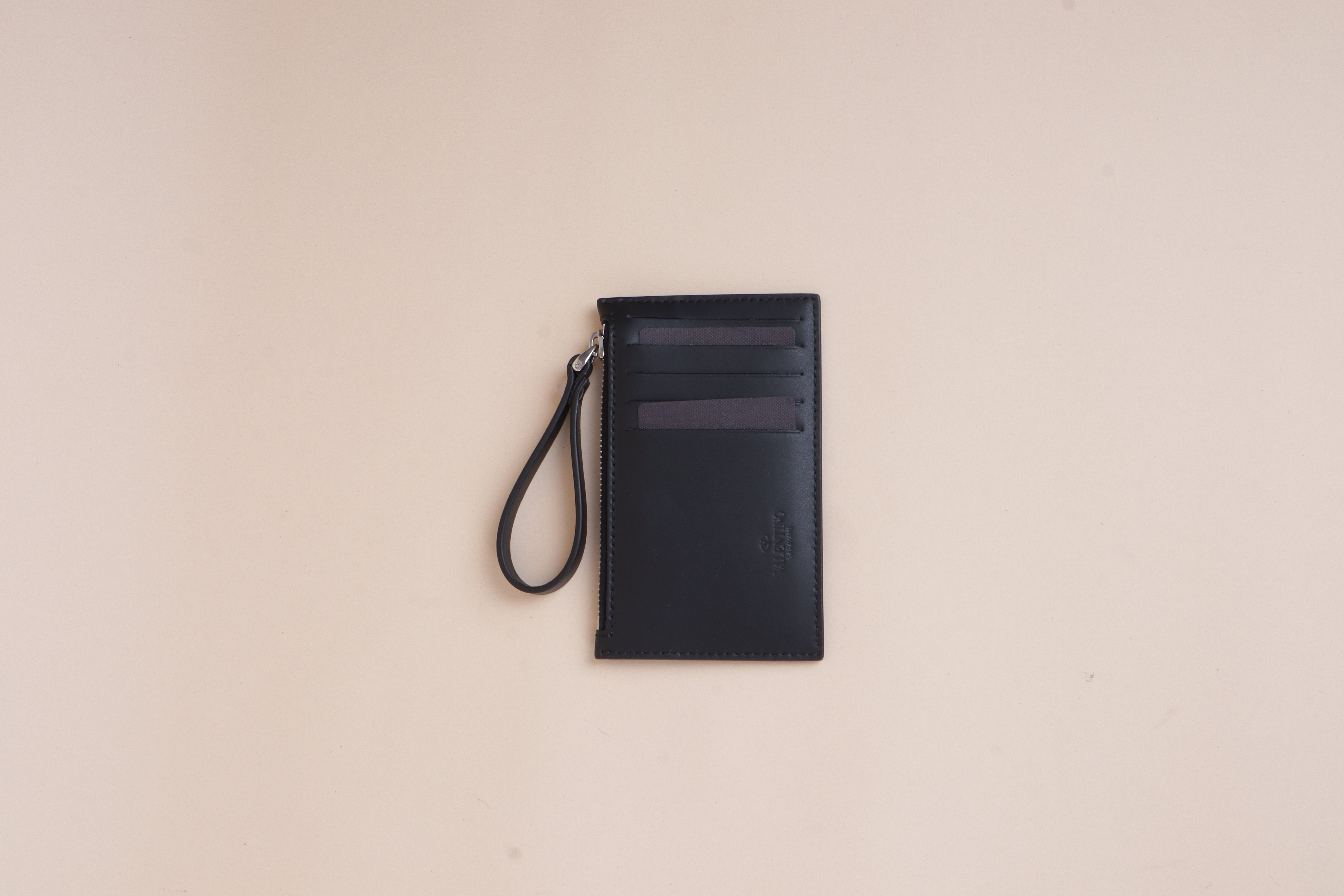 Valentino Black VLTN Zip Card Holder