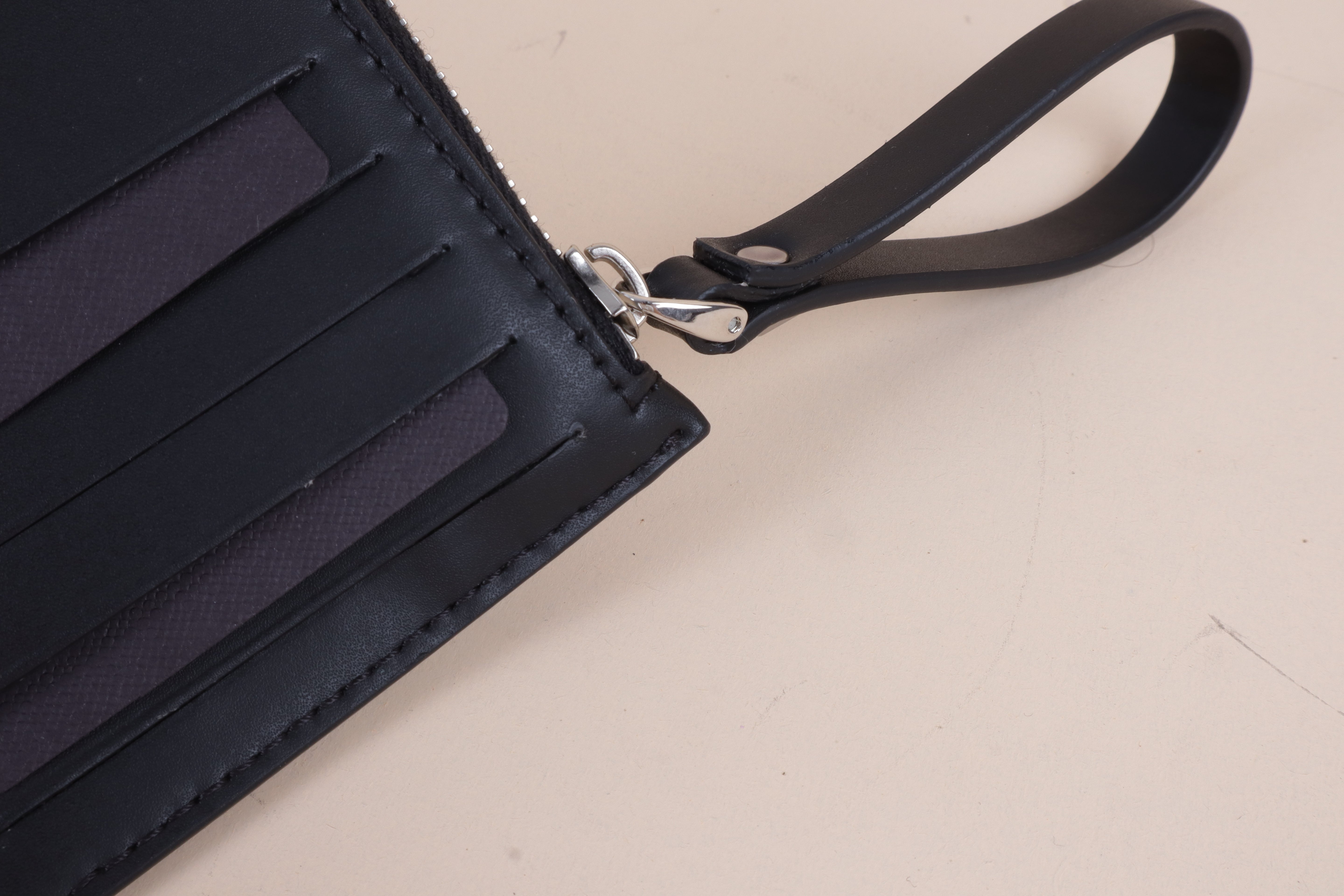Valentino Black VLTN Zip Card Holder