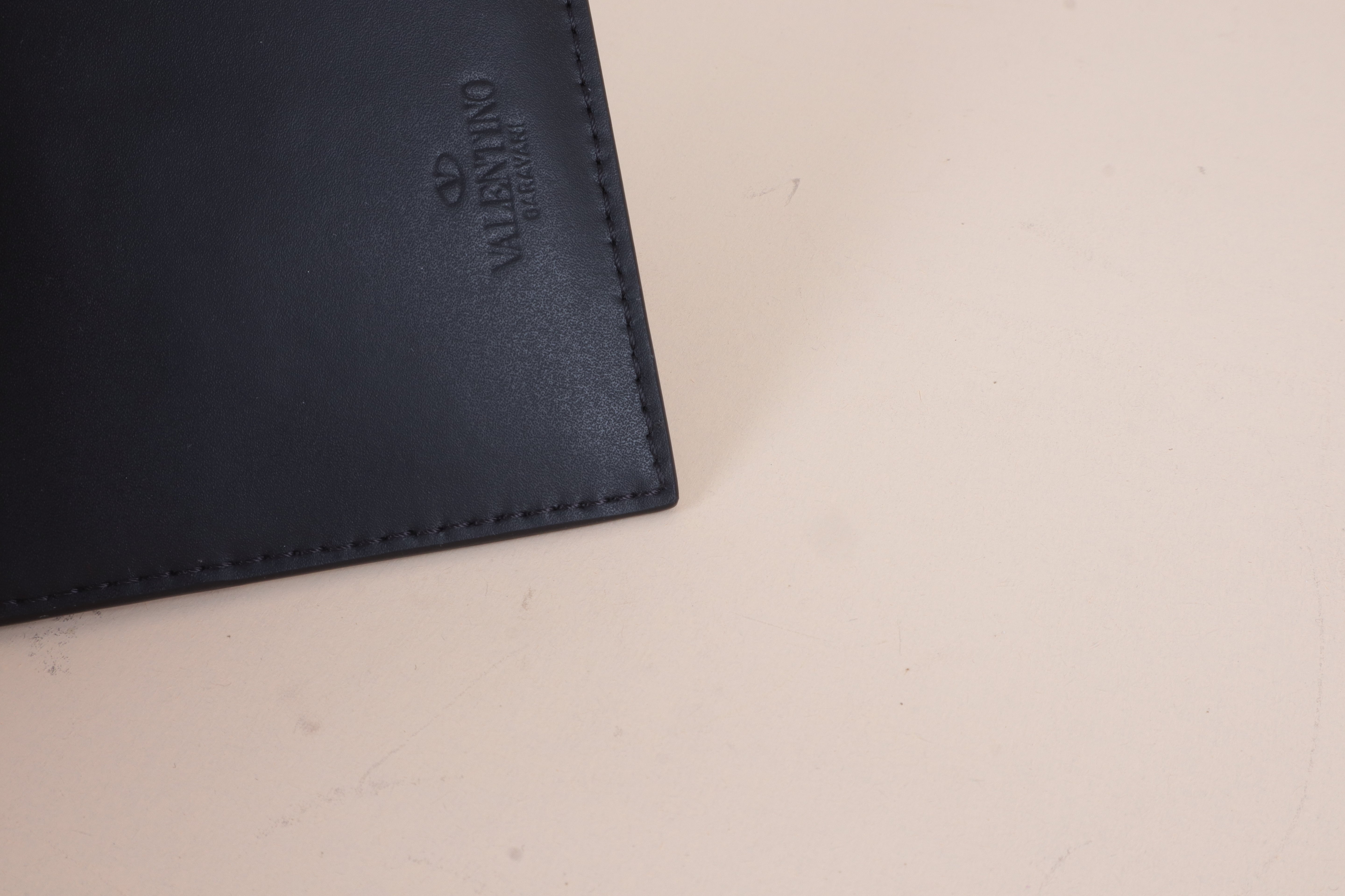 Valentino Black VLTN Zip Card Holder