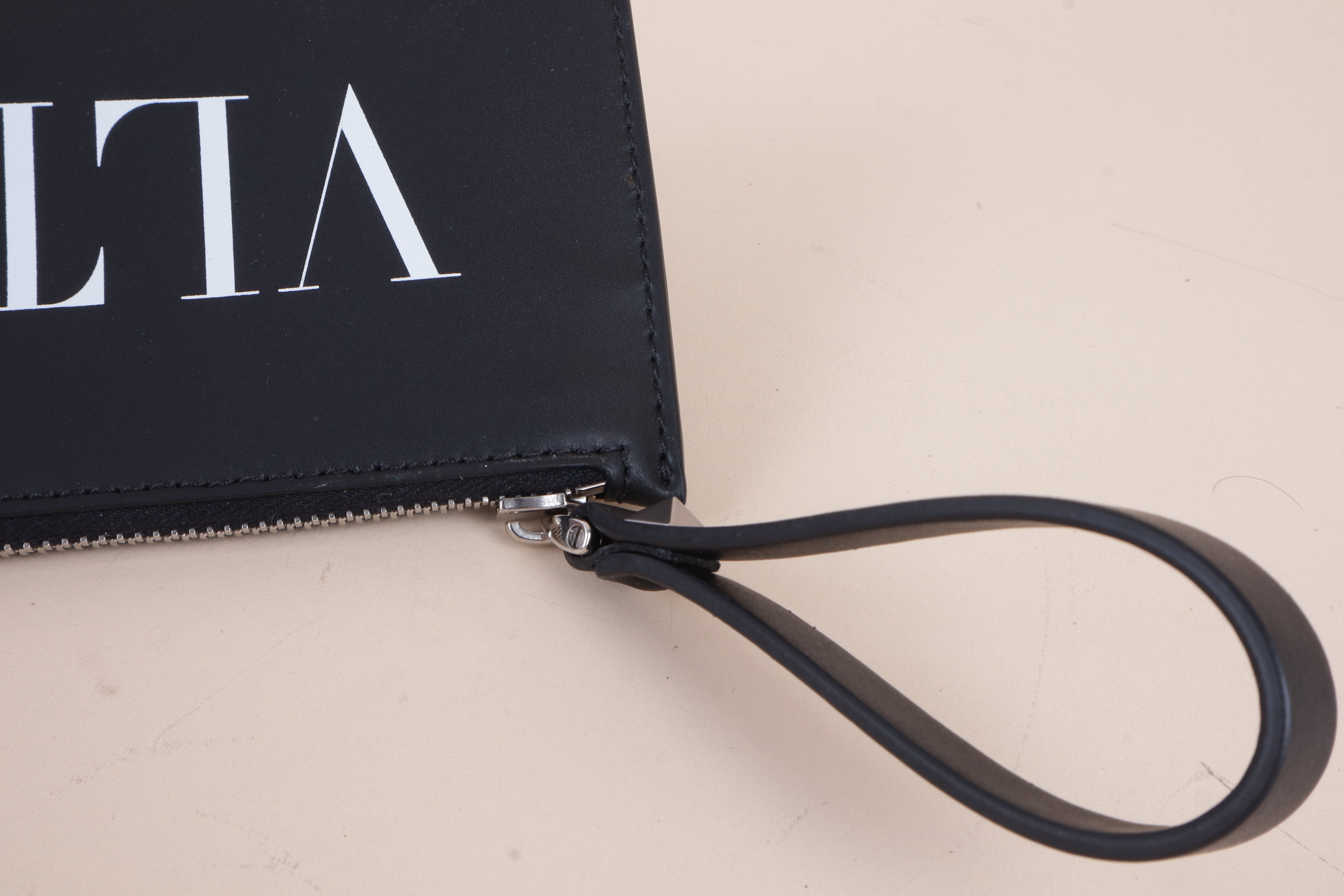 Valentino Black VLTN Zip Card Holder