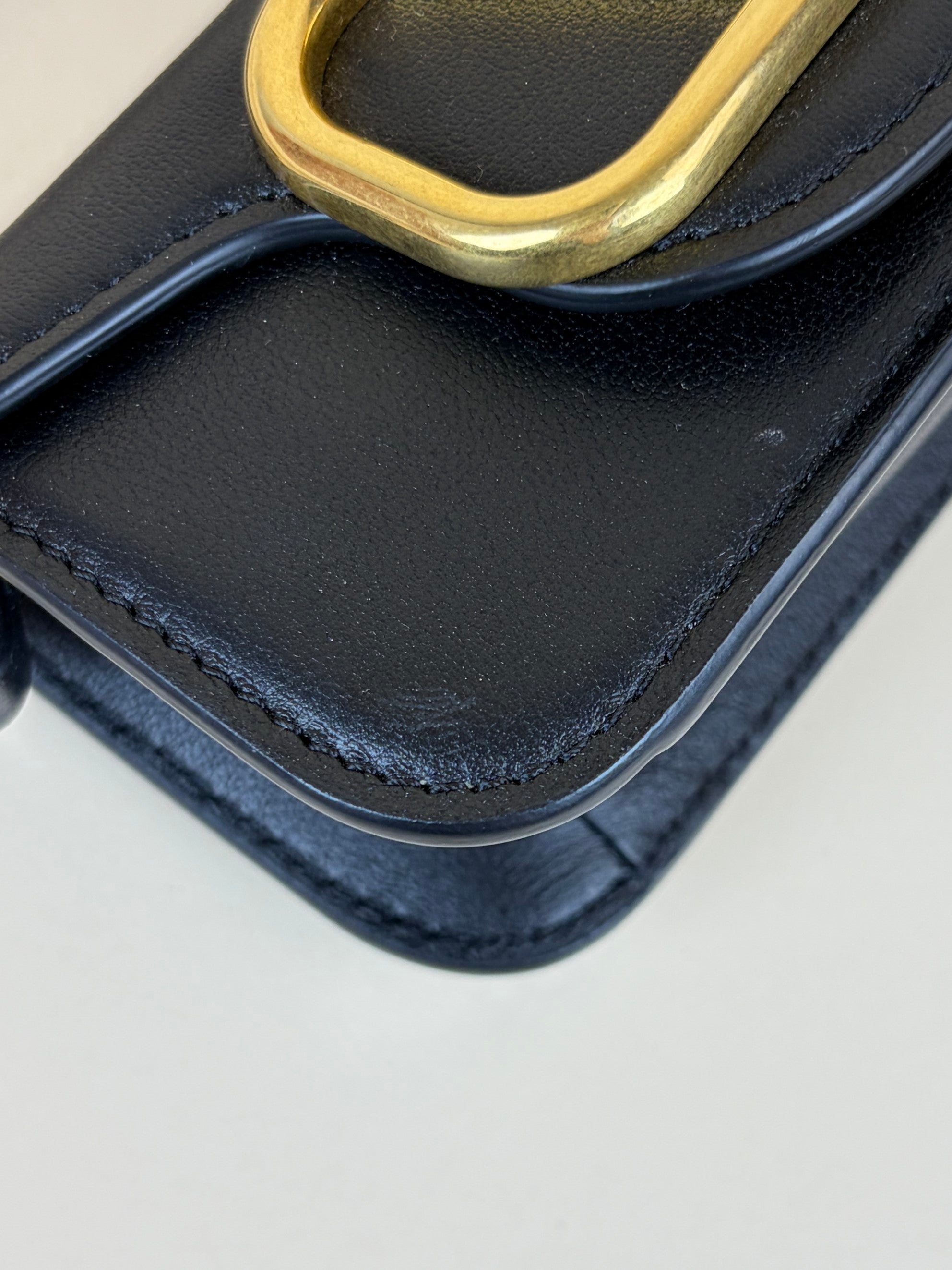 Valentino black calfskin v logo chain micro loco bag