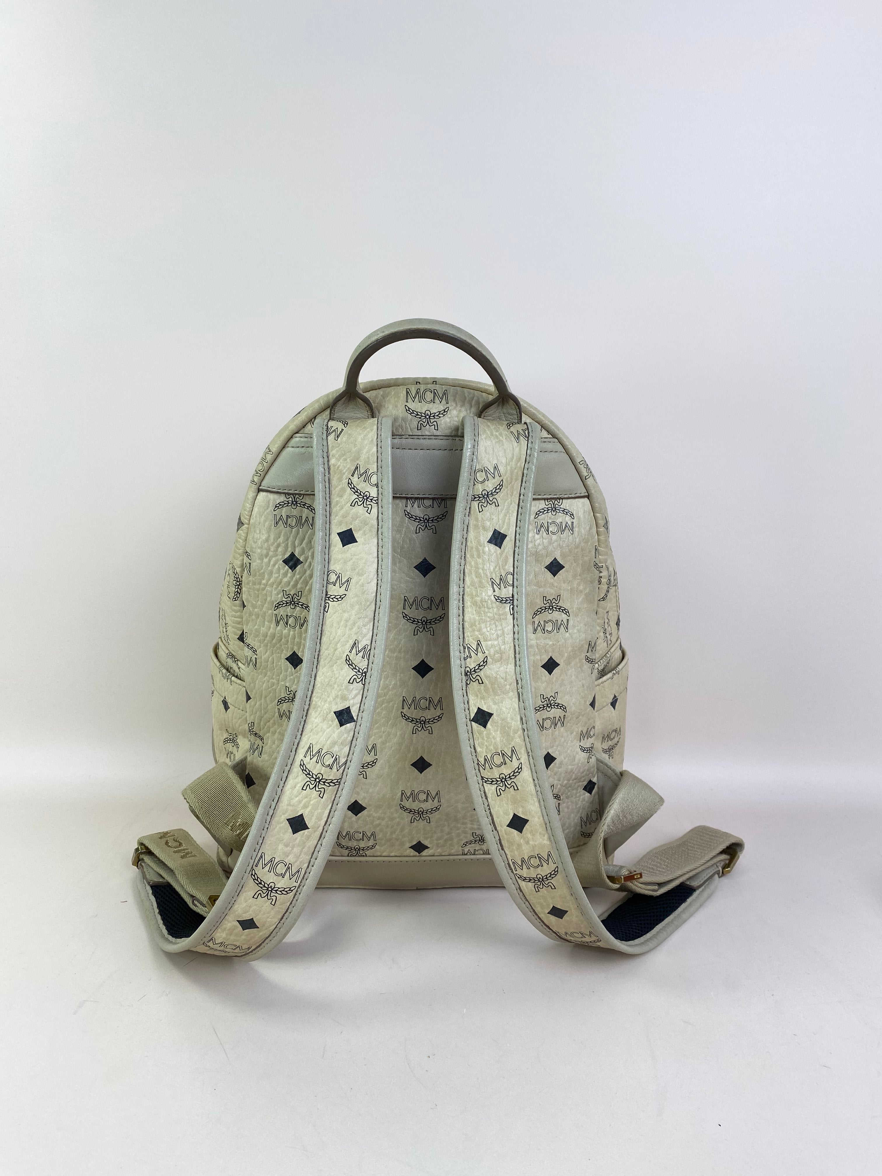 MCM Beige Turns Into Side Backpack Bag with Strap