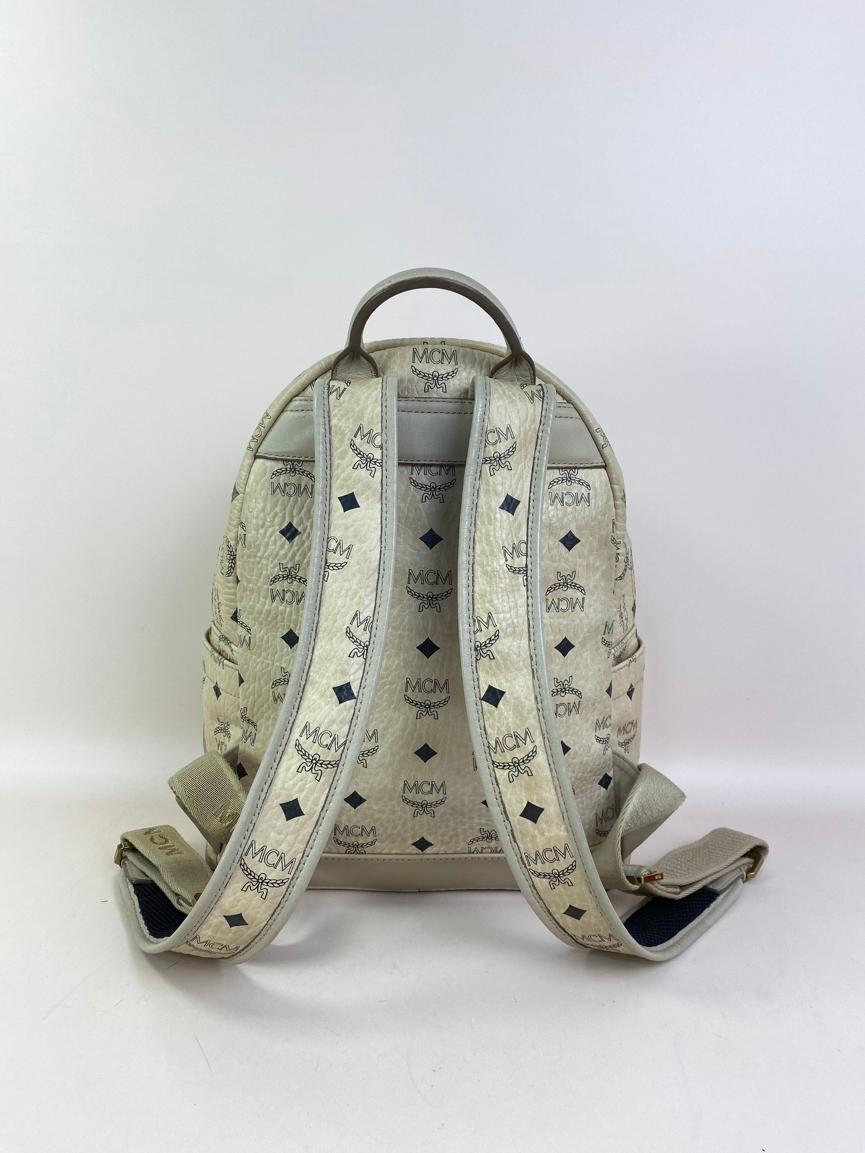 MCM Beige Turns Into Side Backpack Bag with Strap