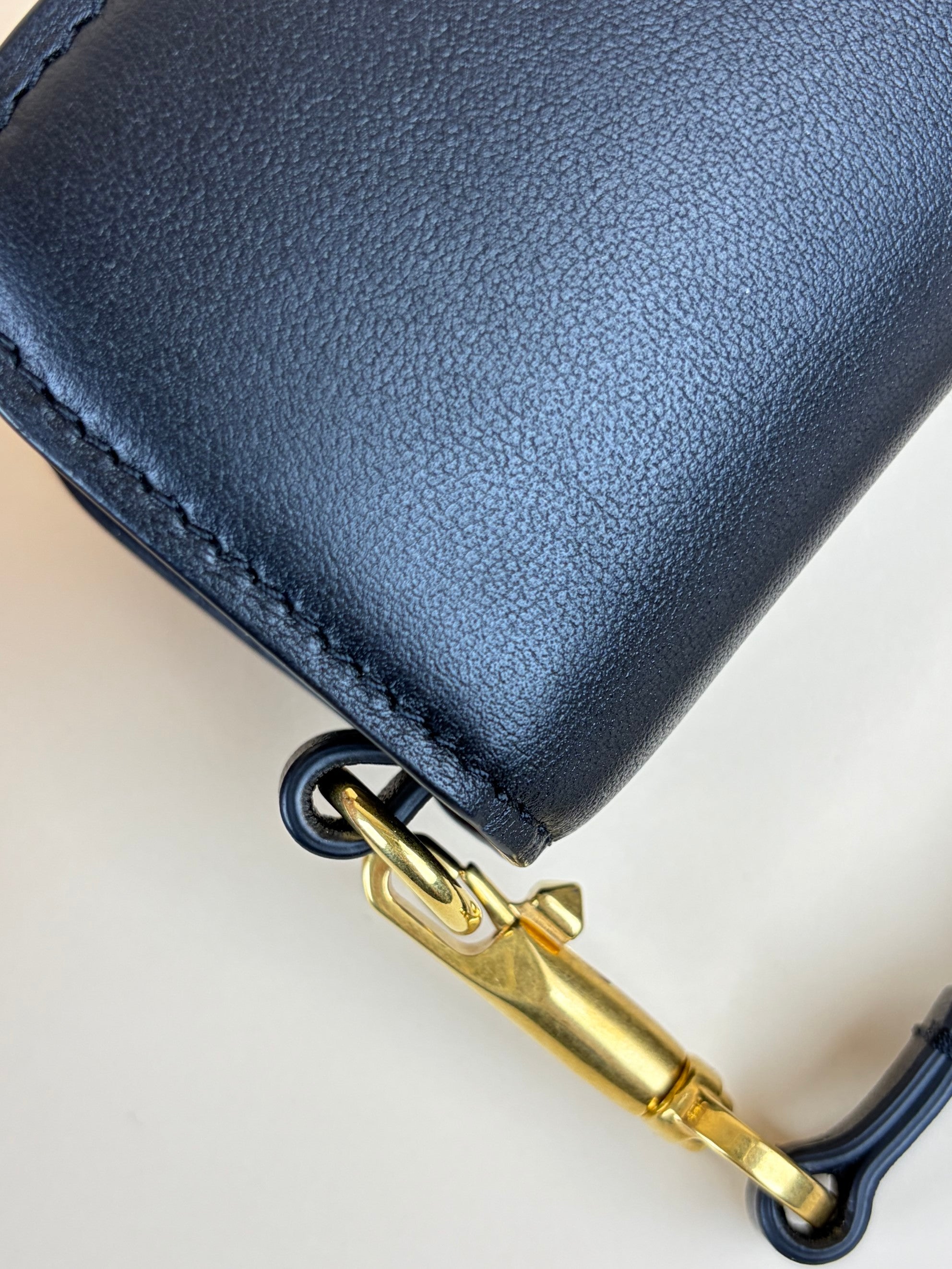 Valentino black calfskin v logo chain micro loco bag