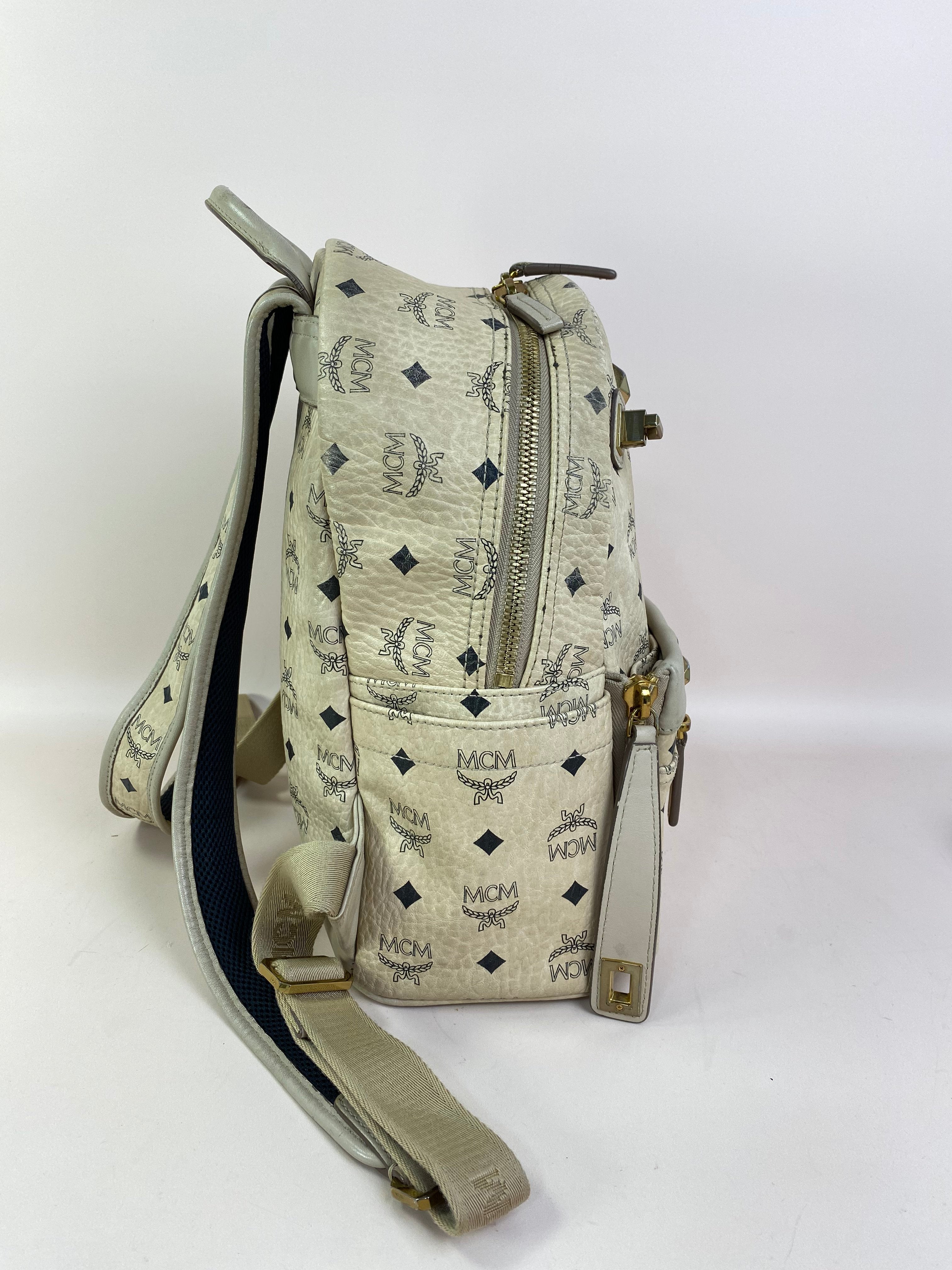 MCM Beige Turns Into Side Backpack Bag with Strap