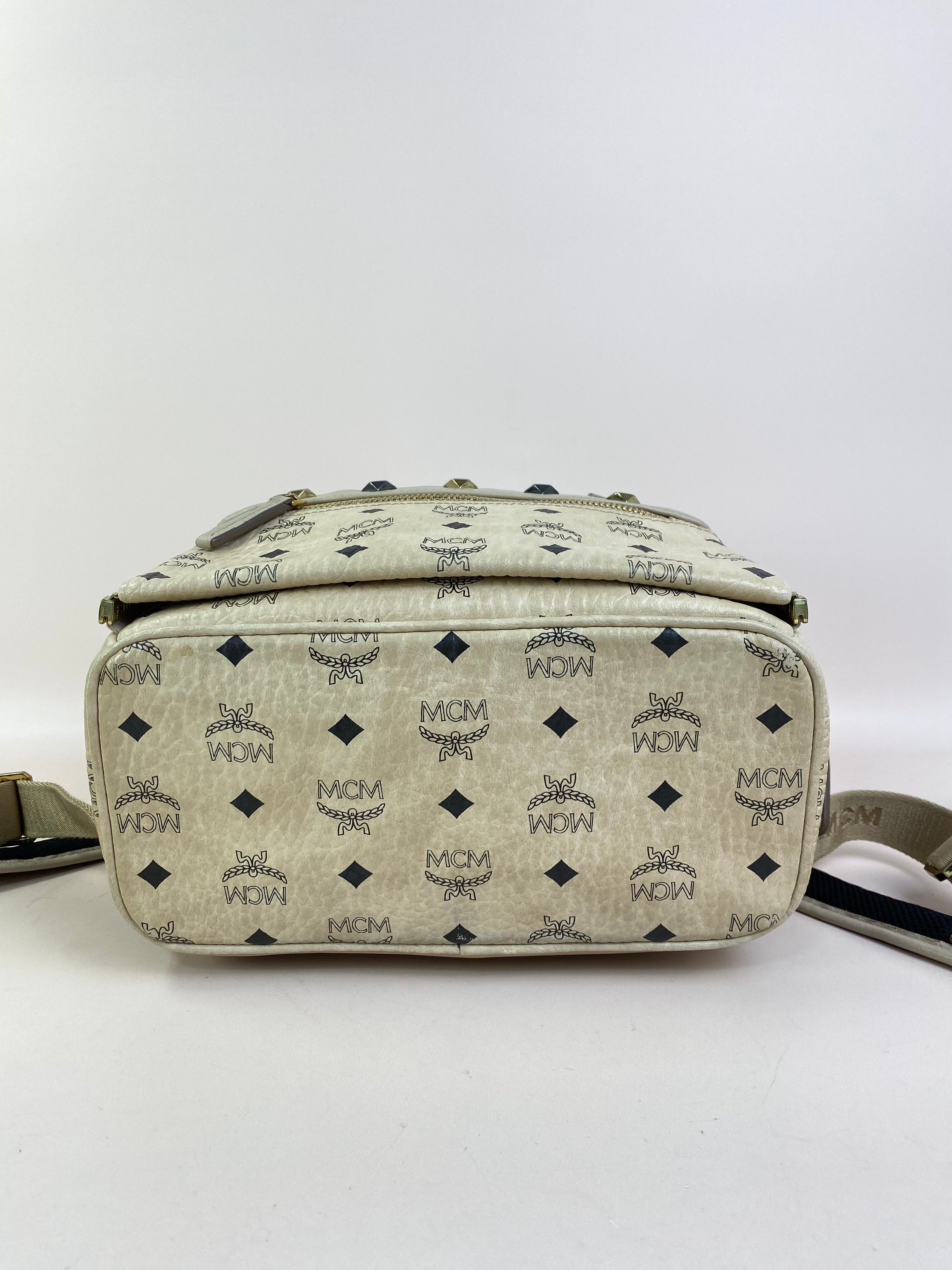 MCM Beige Turns Into Side Backpack Bag with Strap
