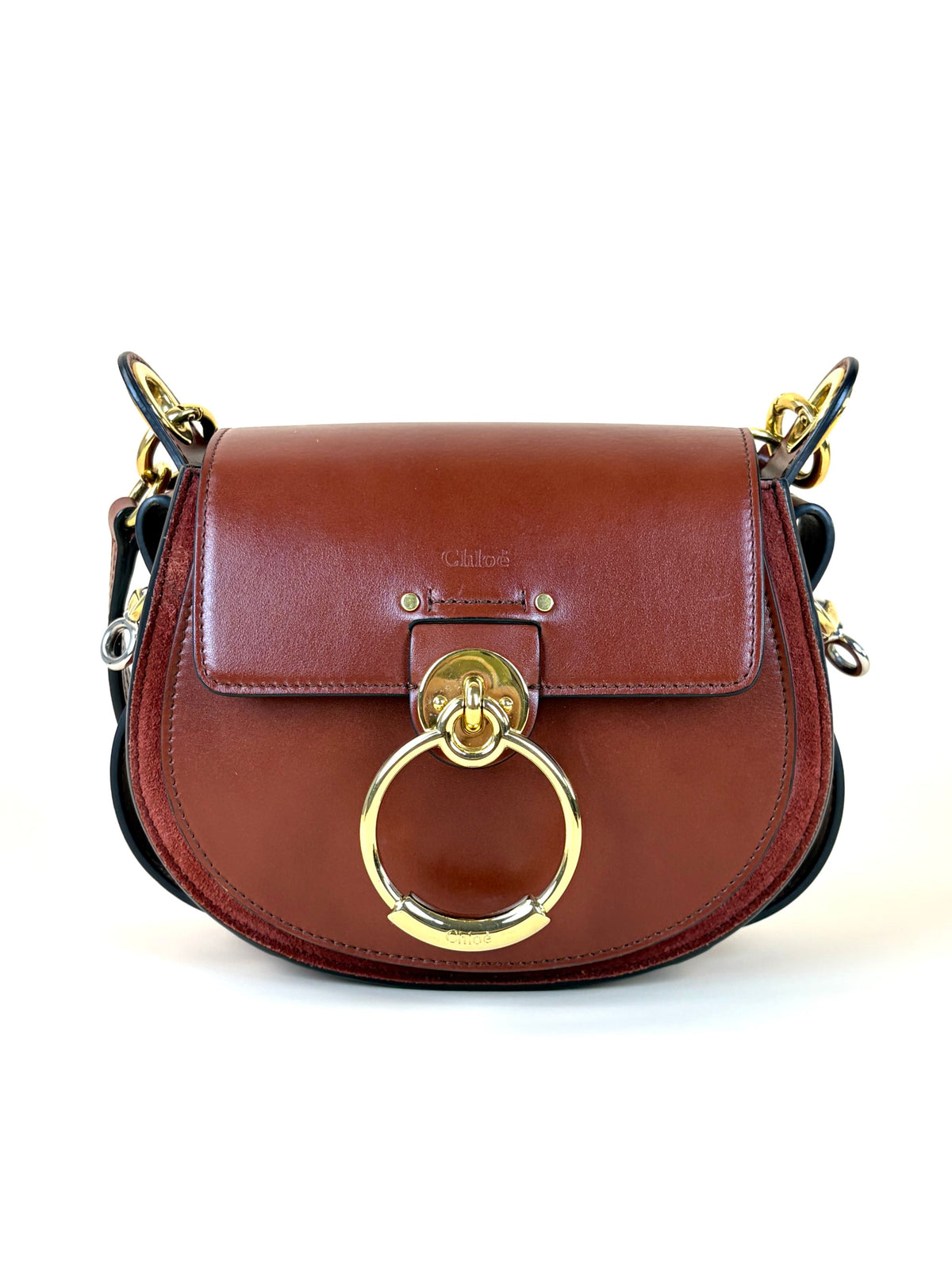 Chloe calfskin small Tess bag sepia brown leather