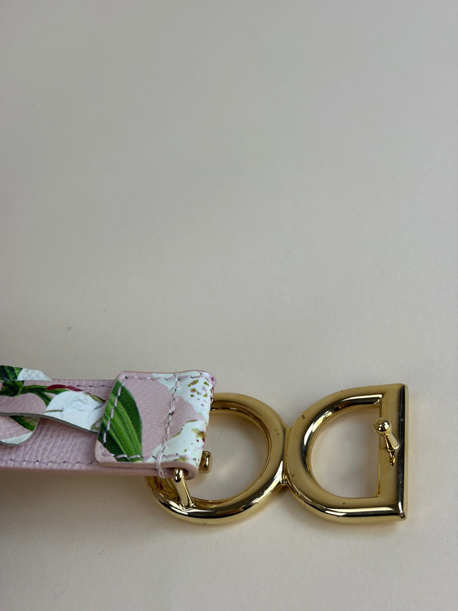 Dolce & Gabbana Pink Lily Print Flower Logo D&G Belt 28