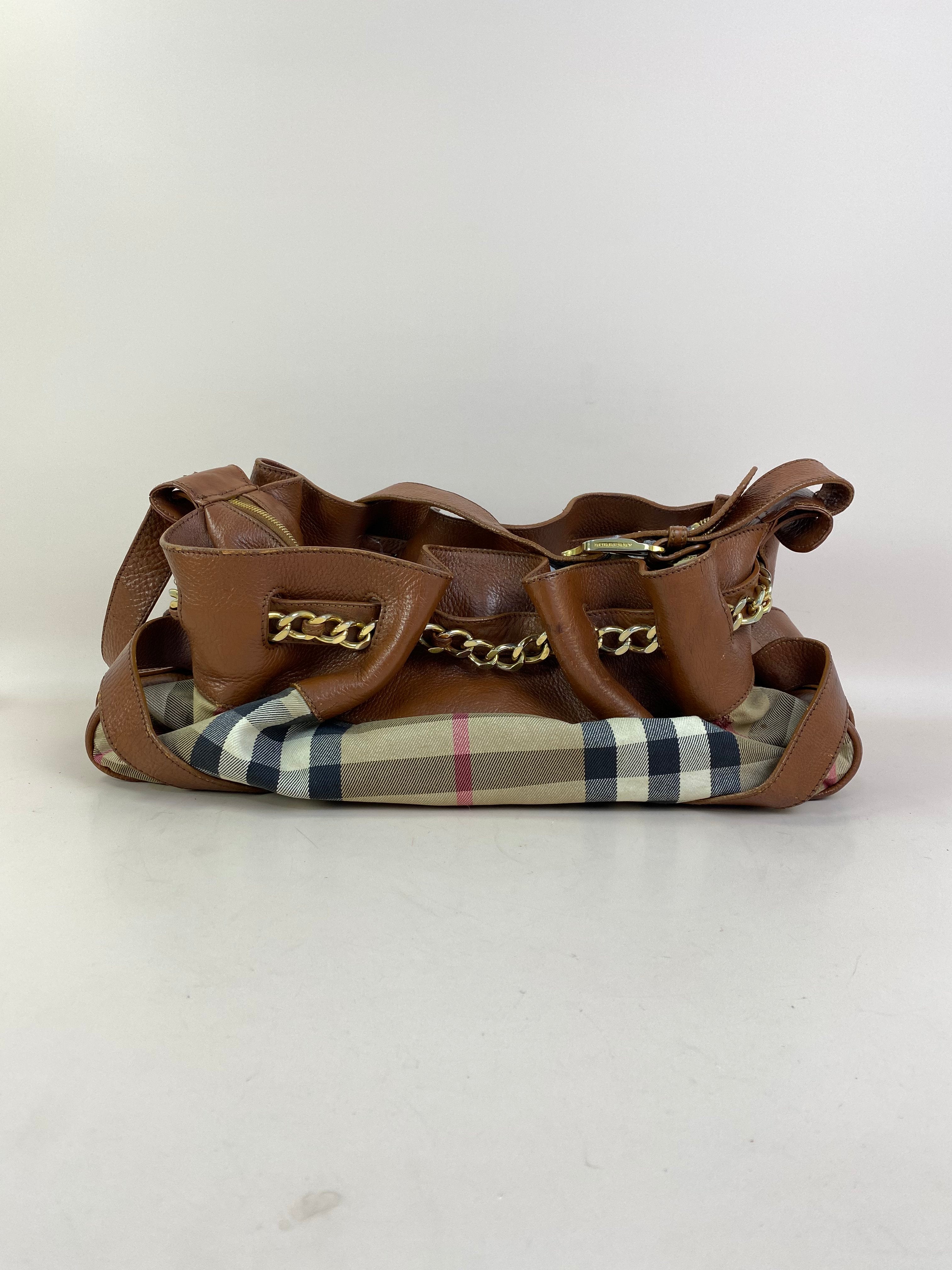 Burberry Camel Margaret Classic House Check Shoulder Bag