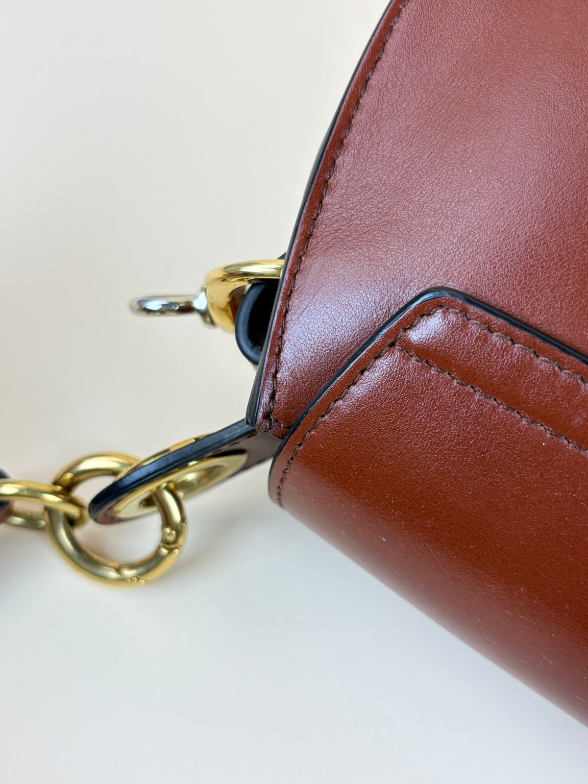 Chloe calfskin small Tess bag sepia brown leather