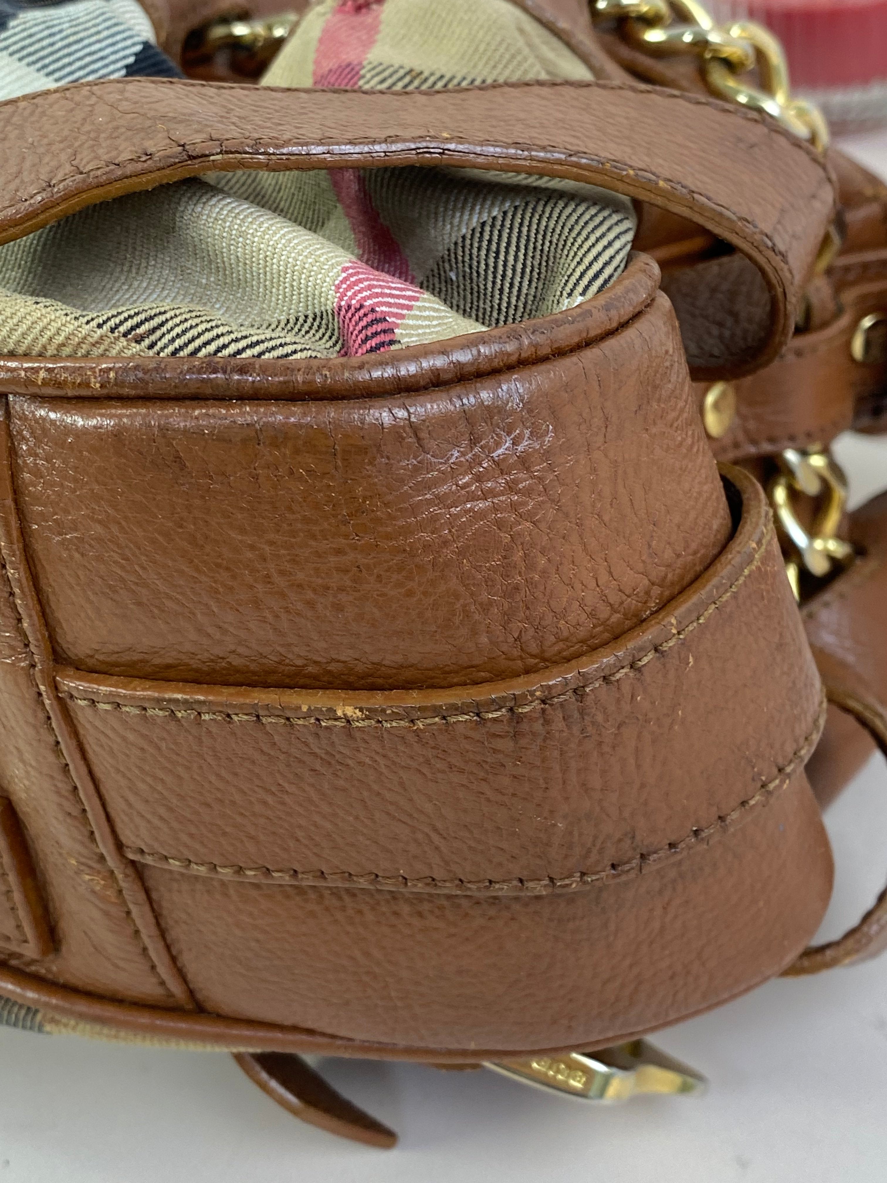 Burberry Camel Margaret Classic House Check Shoulder Bag