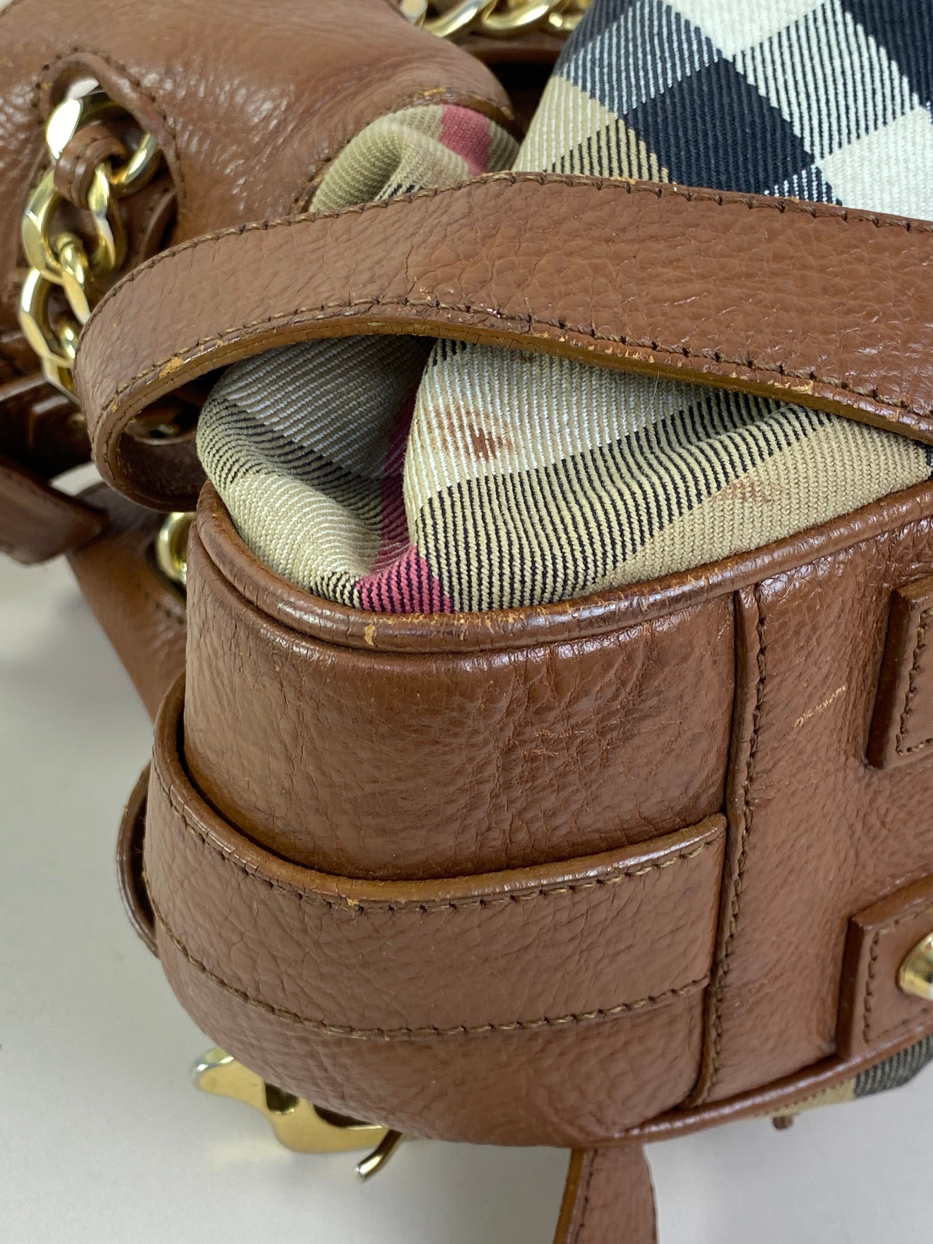 Burberry Camel Margaret Classic House Check Shoulder Bag
