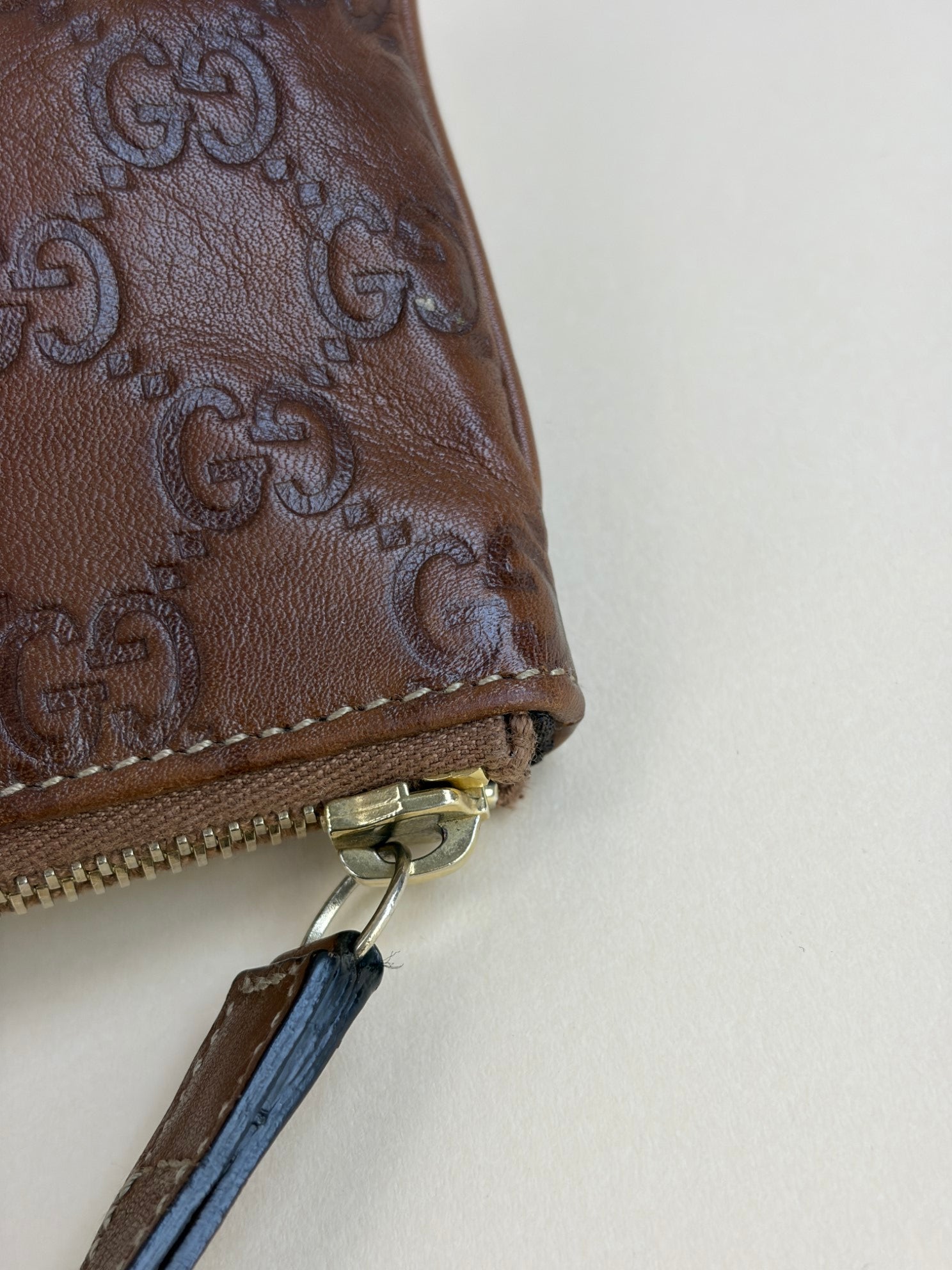Gucci Brown Guccissima GG Clutch with Wristlet