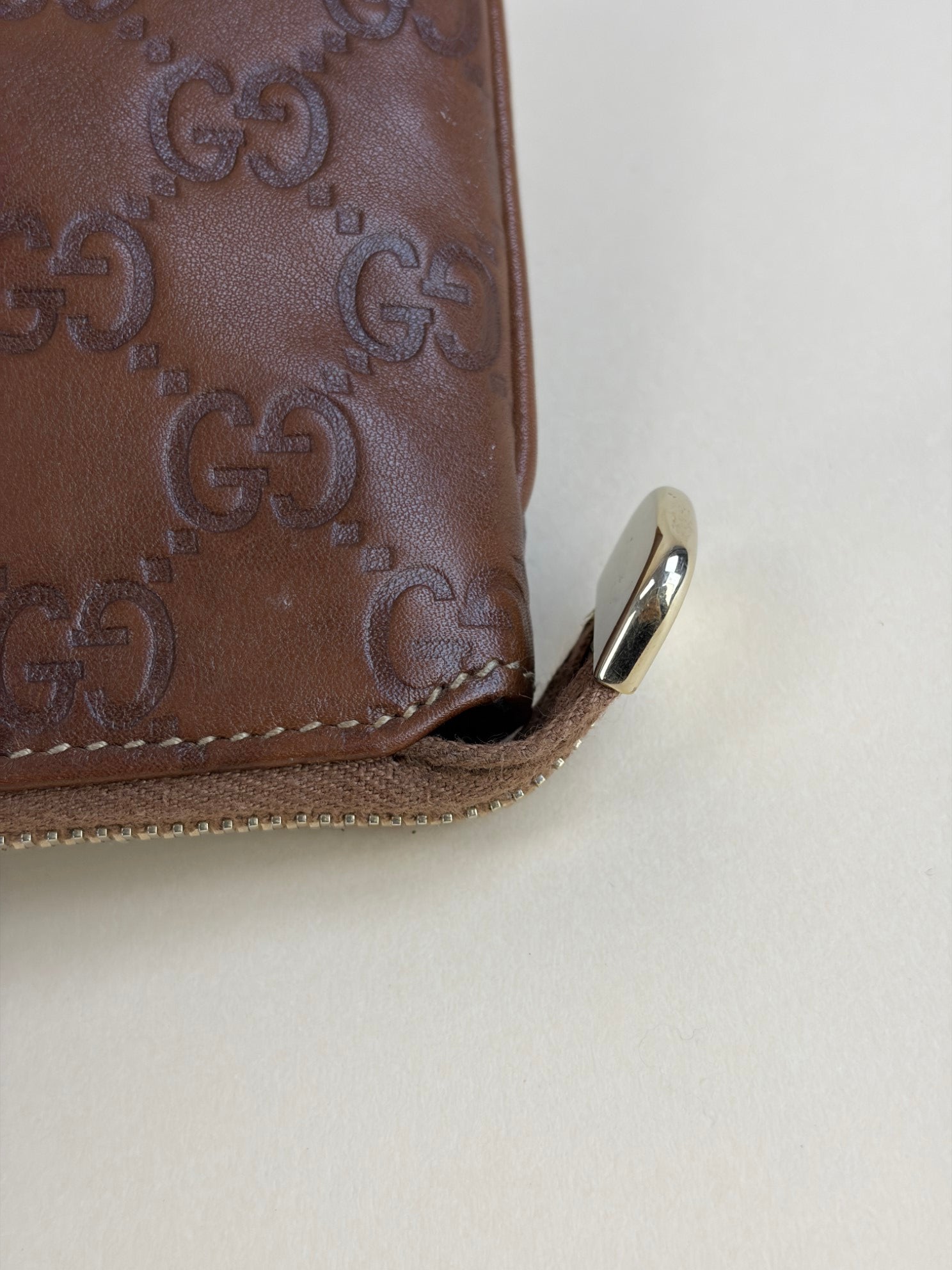 Gucci Brown Guccissima GG Clutch with Wristlet