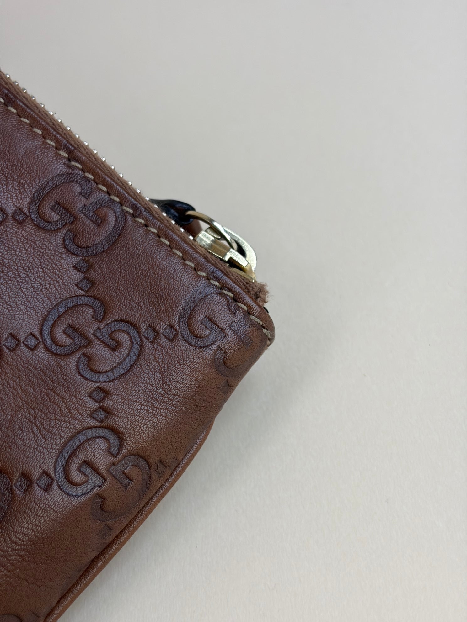 Gucci Brown Guccissima GG Clutch with Wristlet