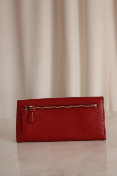 Prada Red Long Wallet-wallet-Prada-The Closet Egypt