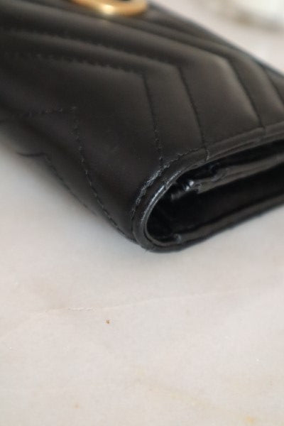 Gucci Black GG Marmont Flap Long Continental Wallet-wallet-Gucci-The Closet Egypt