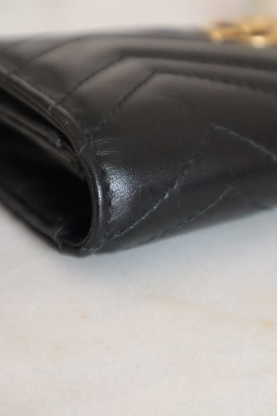 Gucci Black GG Marmont Flap Long Continental Wallet-wallet-Gucci-The Closet Egypt