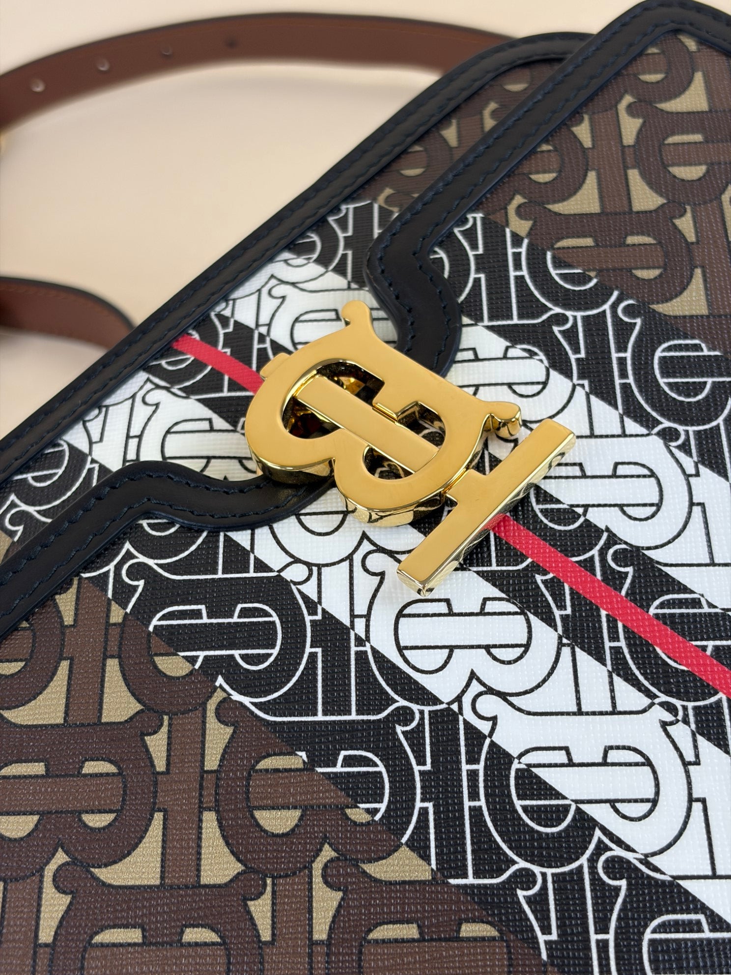 Burberry Bridle Striped TB Medium Crossbody Bag