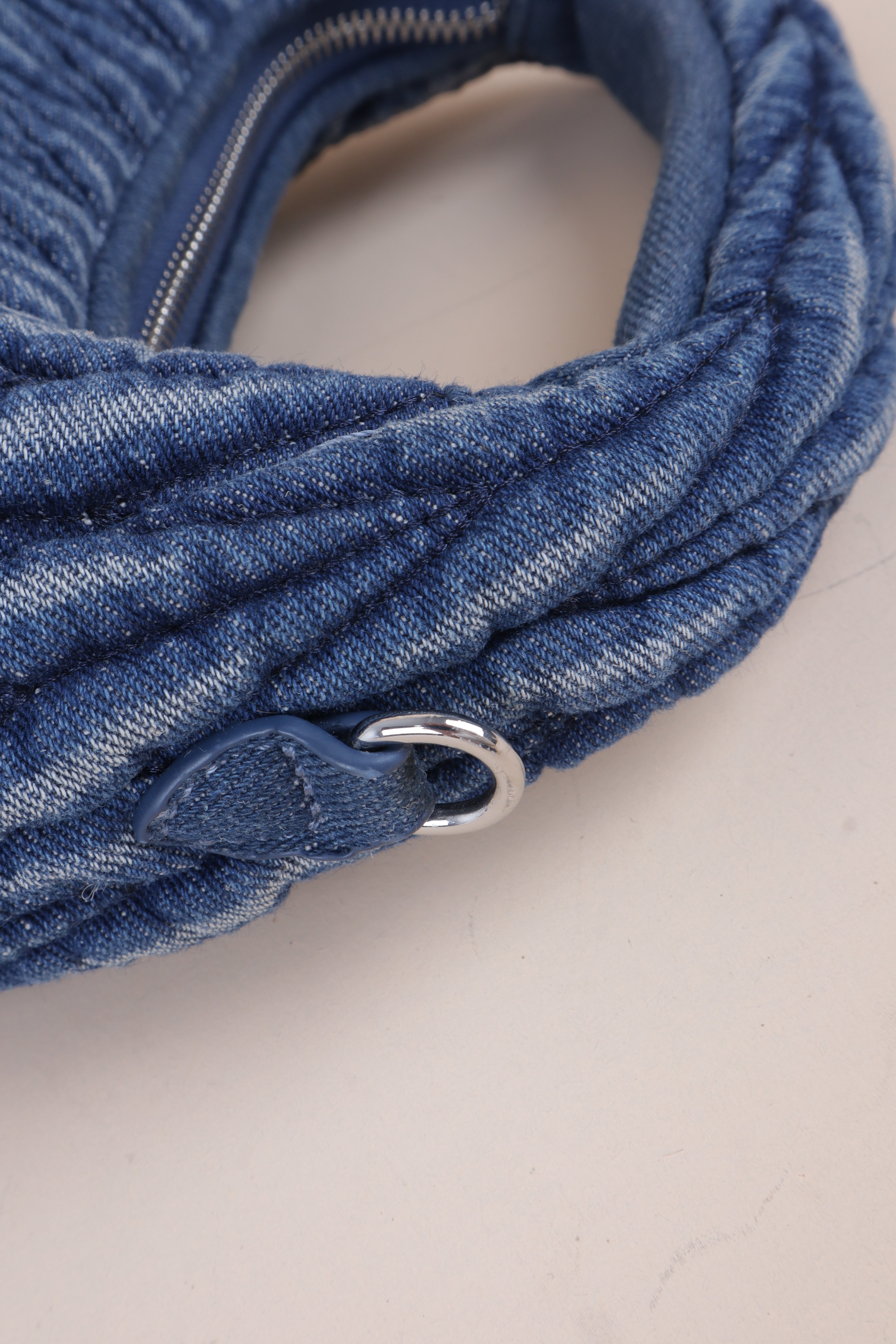 Miu Miu Blue Wander Regular Matelasse Denim Tote Bag with Strap
