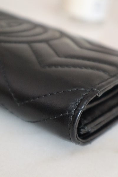 Gucci Black GG Marmont Flap Long Continental Wallet-wallet-Gucci-The Closet Egypt