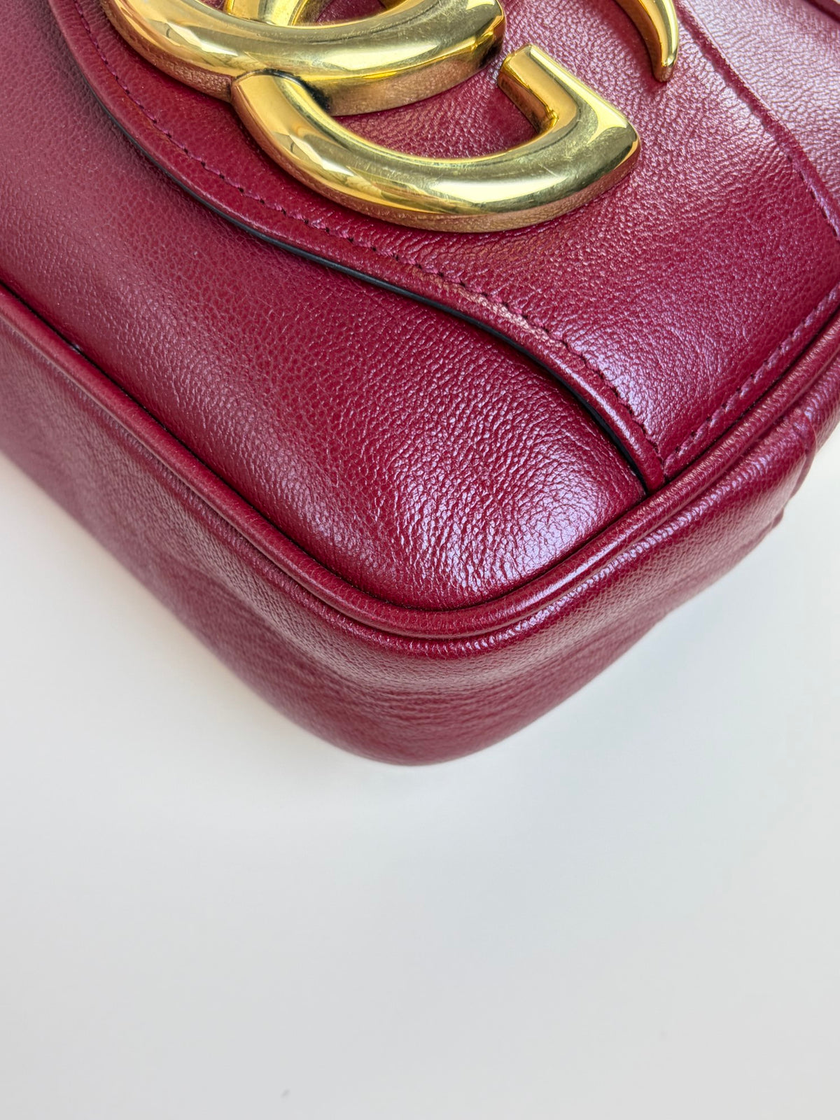 Gucci new Sakai calfskin lux dahlia phone case dark red