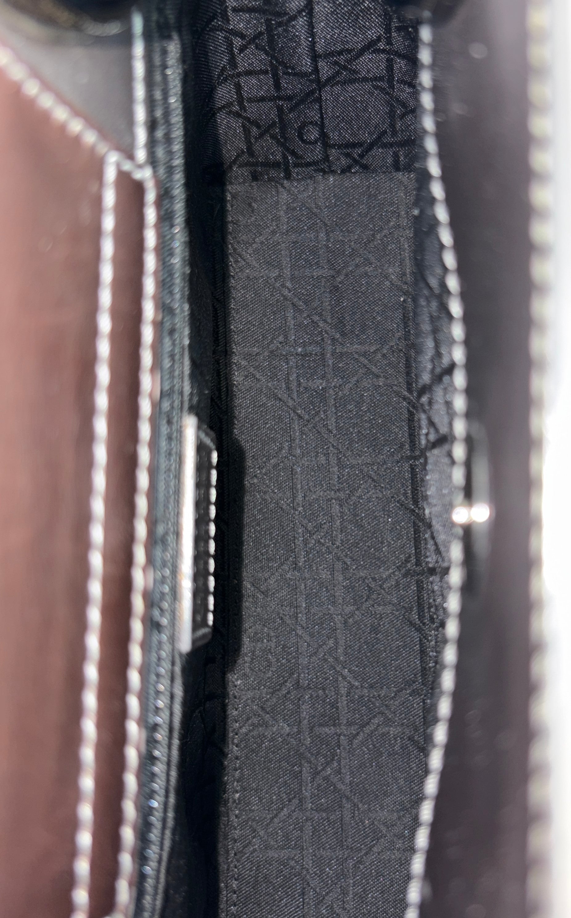 Dior dark grey patent chrome beaded malice small tote bag
