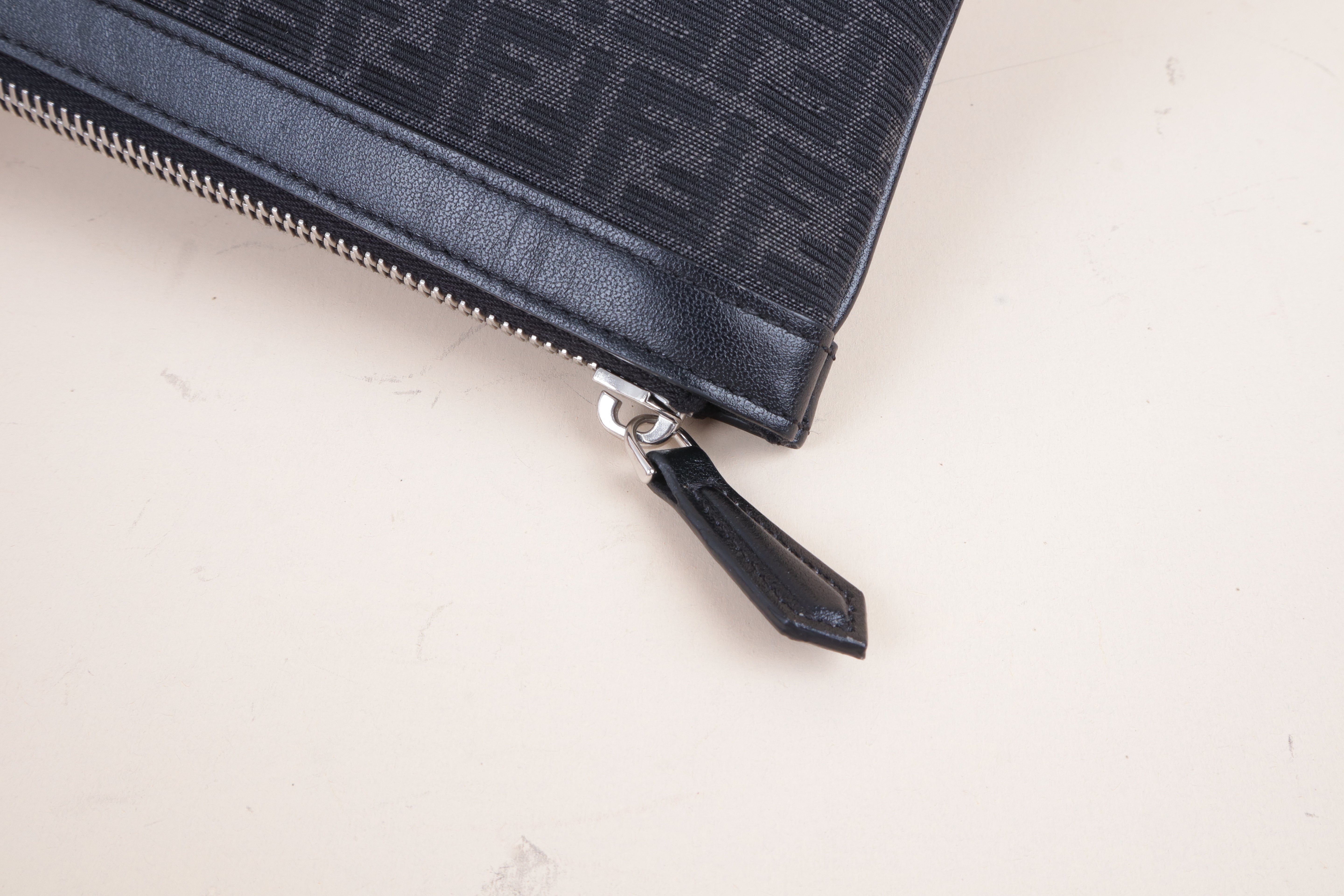 Fendi Black Jacquard Medium FF Zip Pouch