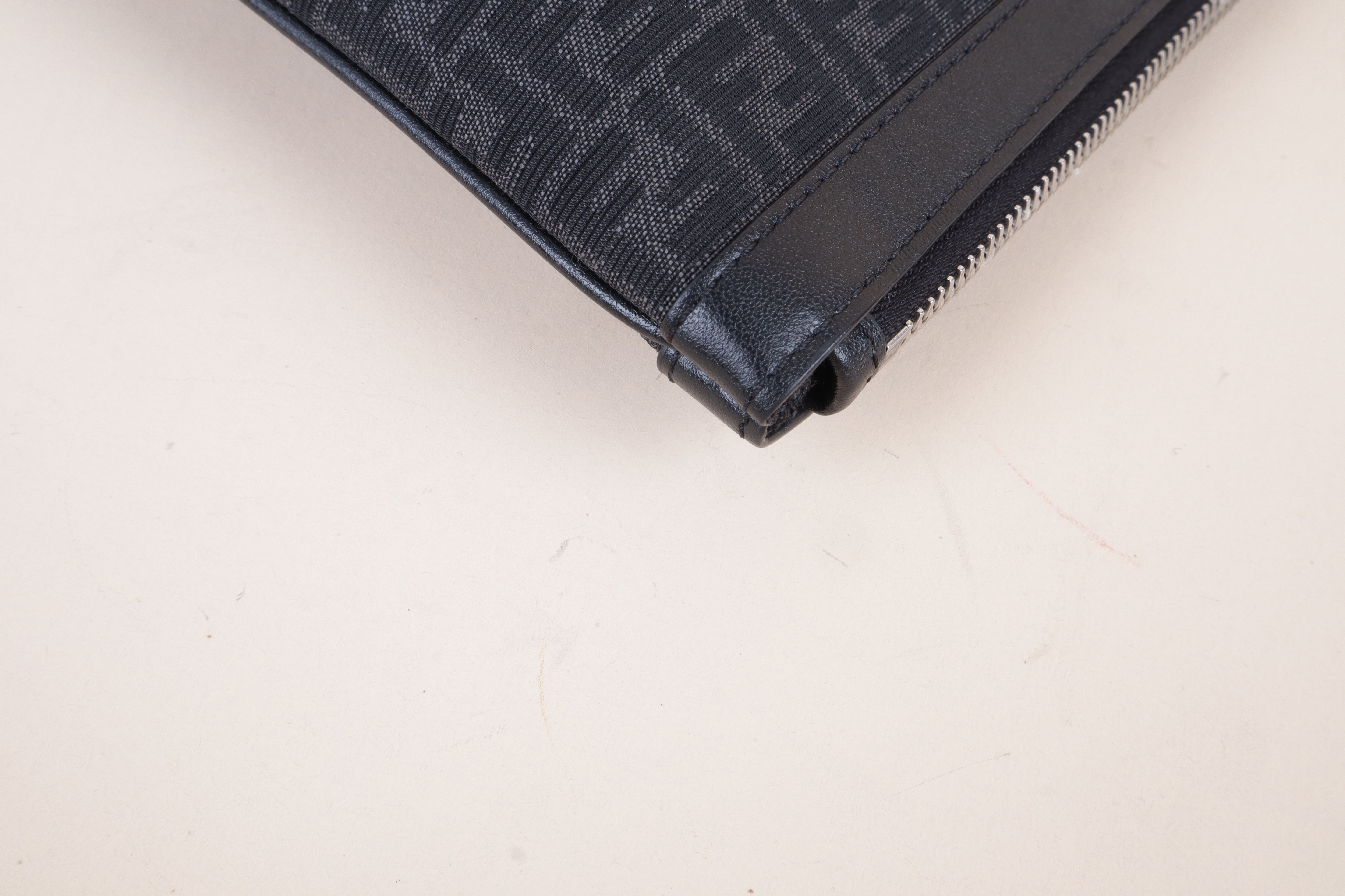 Fendi Black Jacquard Medium FF Zip Pouch