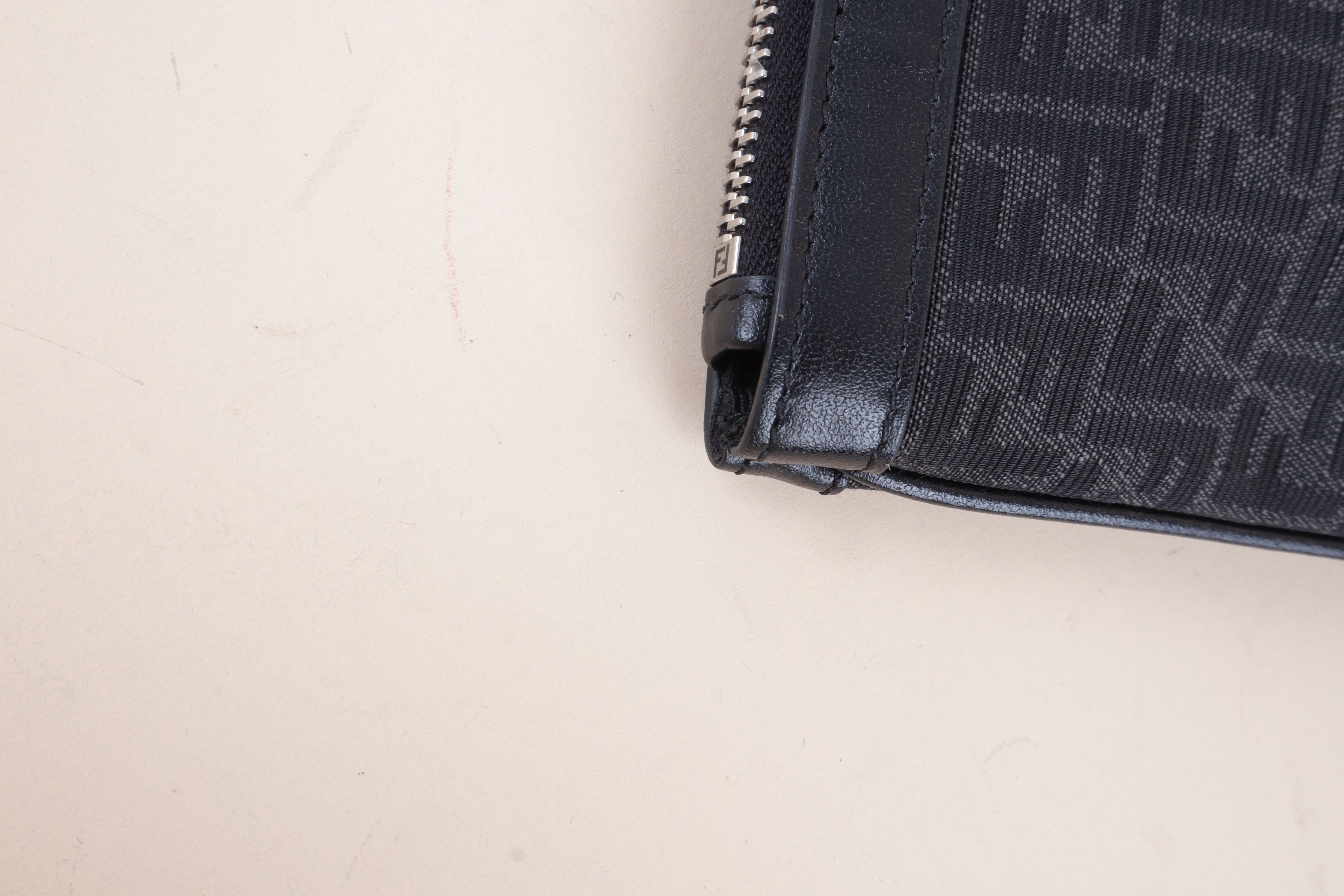 Fendi Black Jacquard Medium FF Zip Pouch