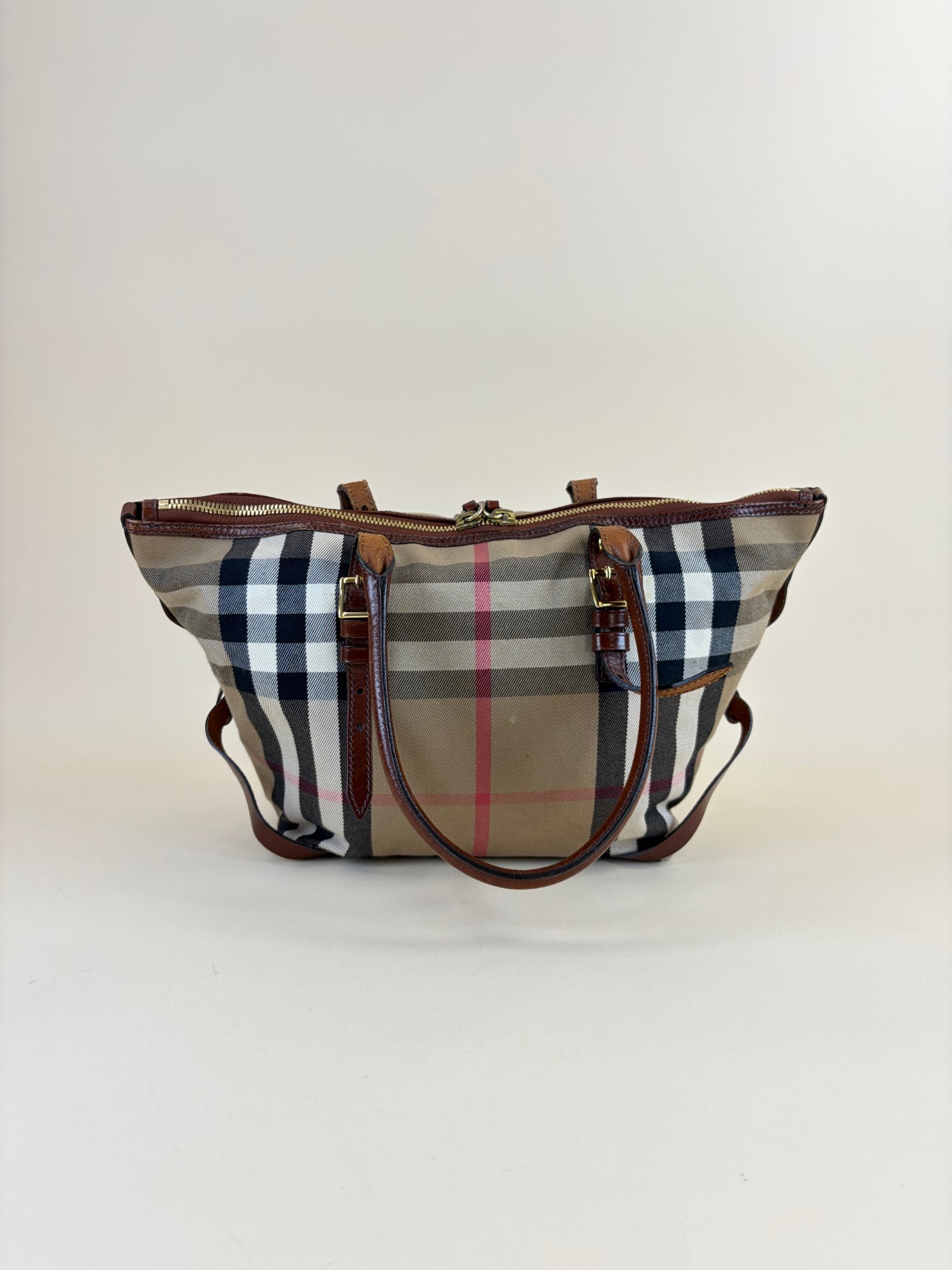 Burberry Dark Tan Bridle House Check Small Salisbury Tote Bag