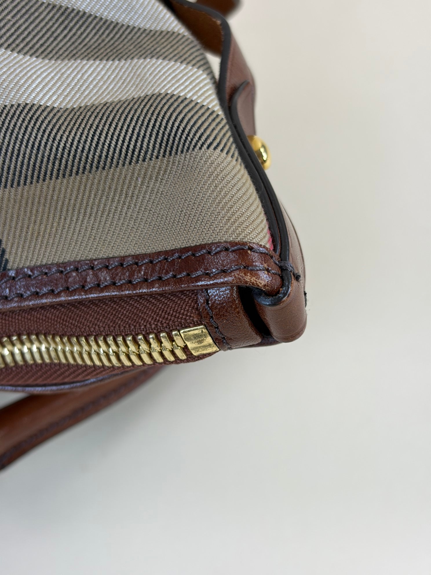 Burberry Dark Tan Bridle House Check Small Salisbury Tote Bag