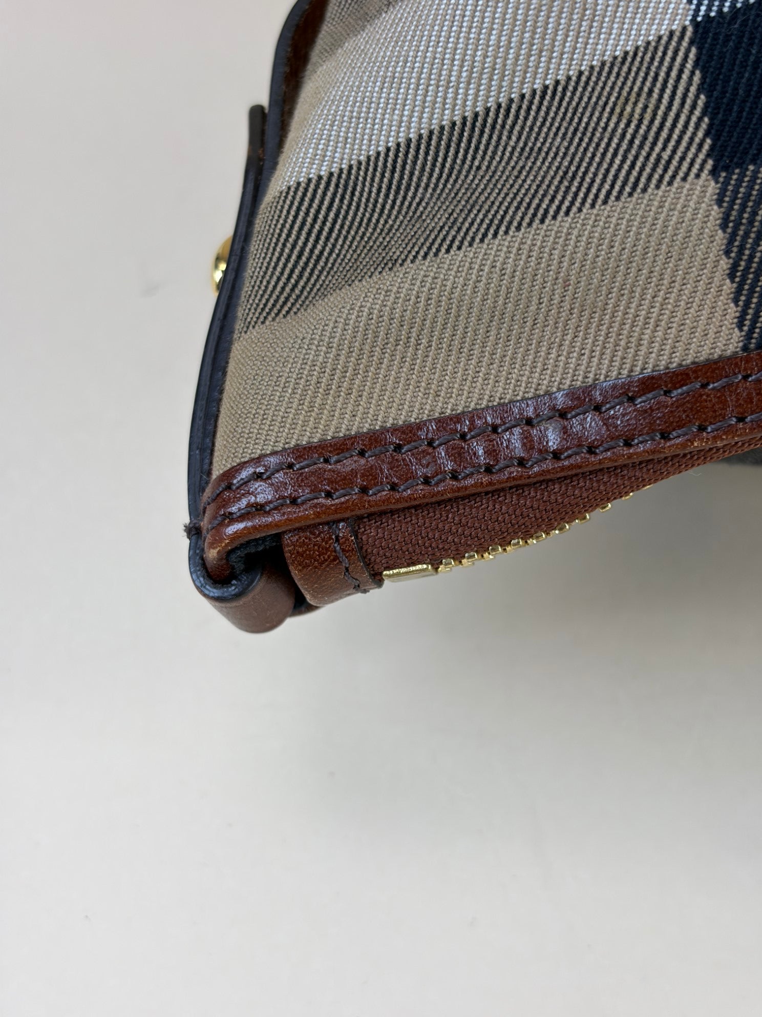 Burberry Dark Tan Bridle House Check Small Salisbury Tote Bag