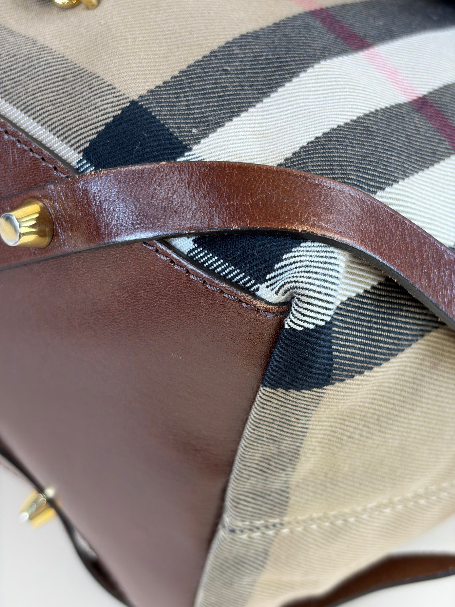 Burberry Dark Tan Bridle House Check Small Salisbury Tote Bag