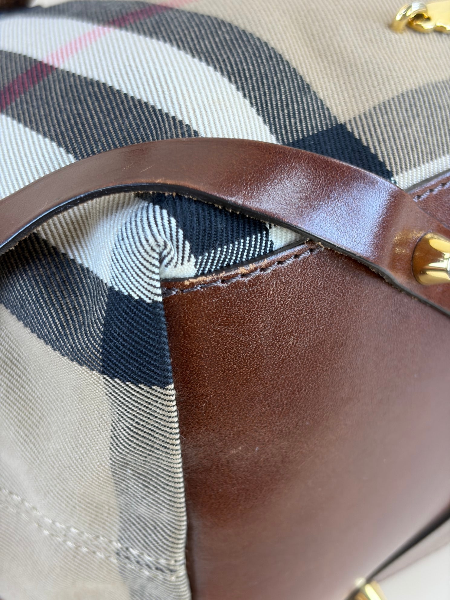 Burberry Dark Tan Bridle House Check Small Salisbury Tote Bag