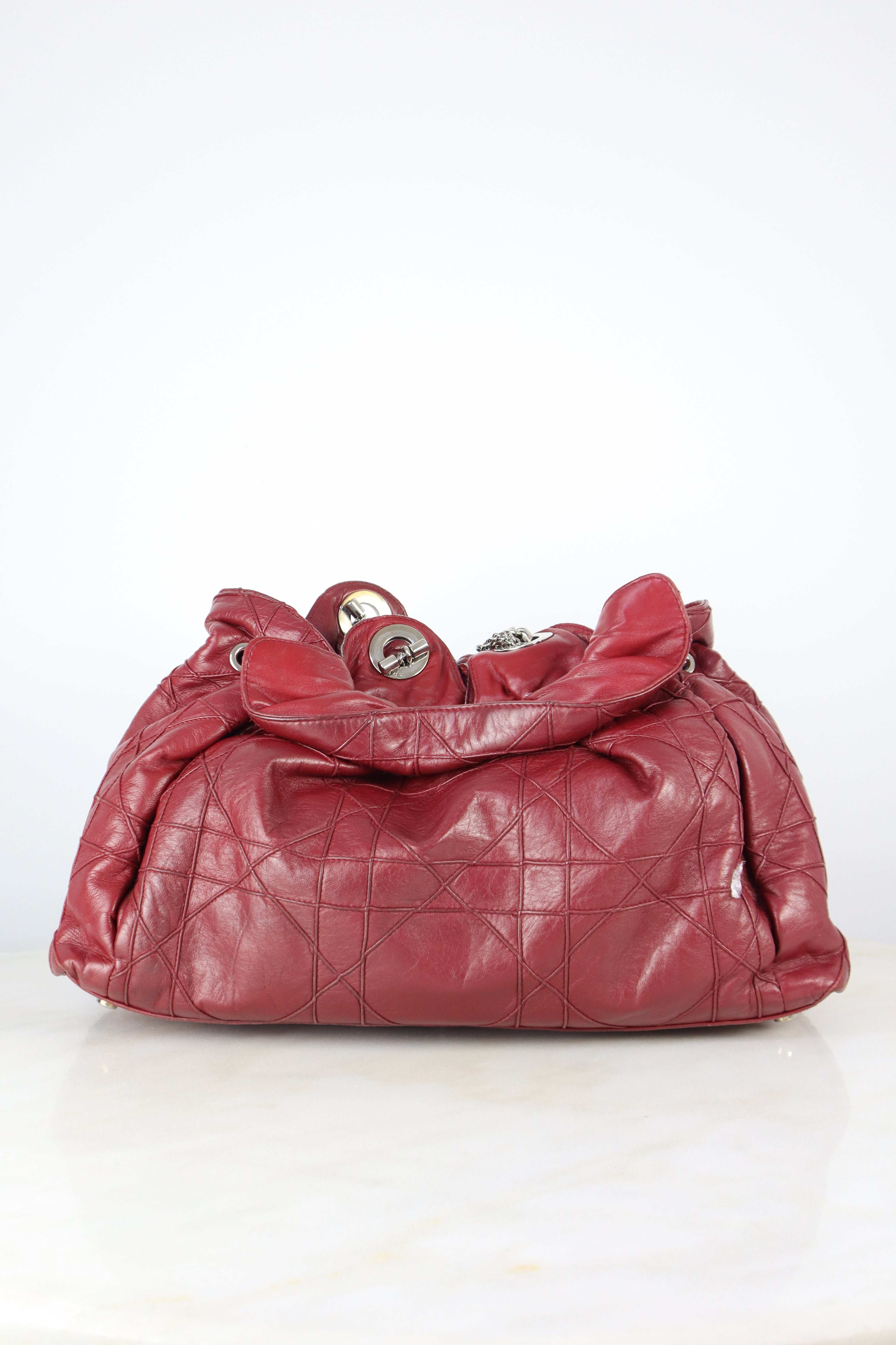 Christian Dior Red Cannage Le Trente Shoulder Bag W/ Bag Charm