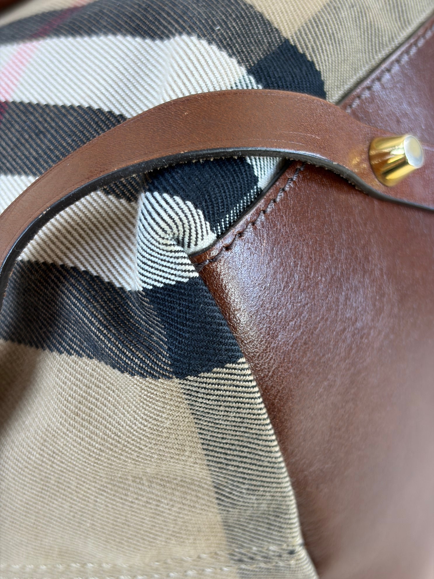 Burberry Dark Tan Bridle House Check Small Salisbury Tote Bag