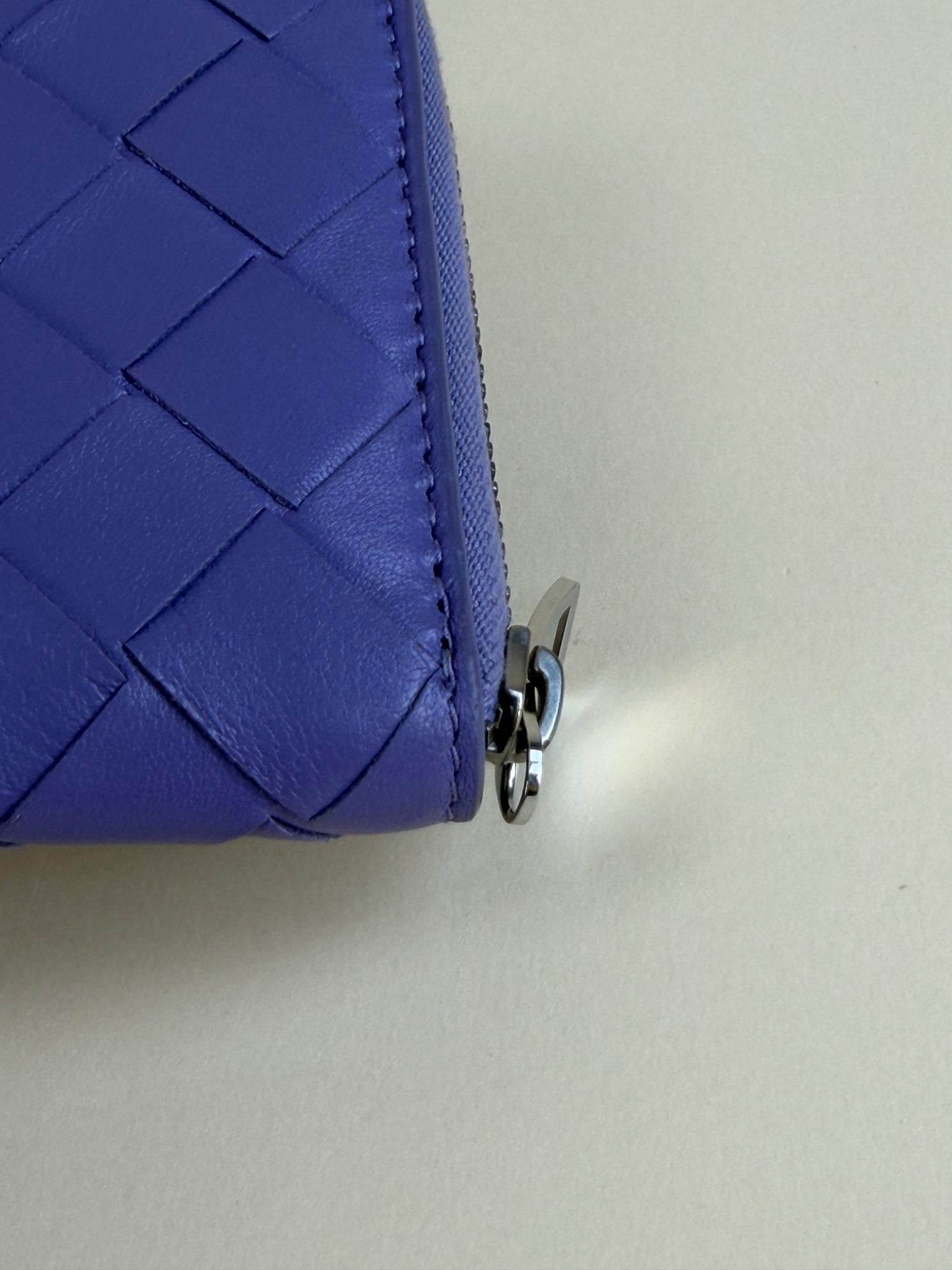 BOTTEGA Veneta lavender intercalator small leather zip around coin purse