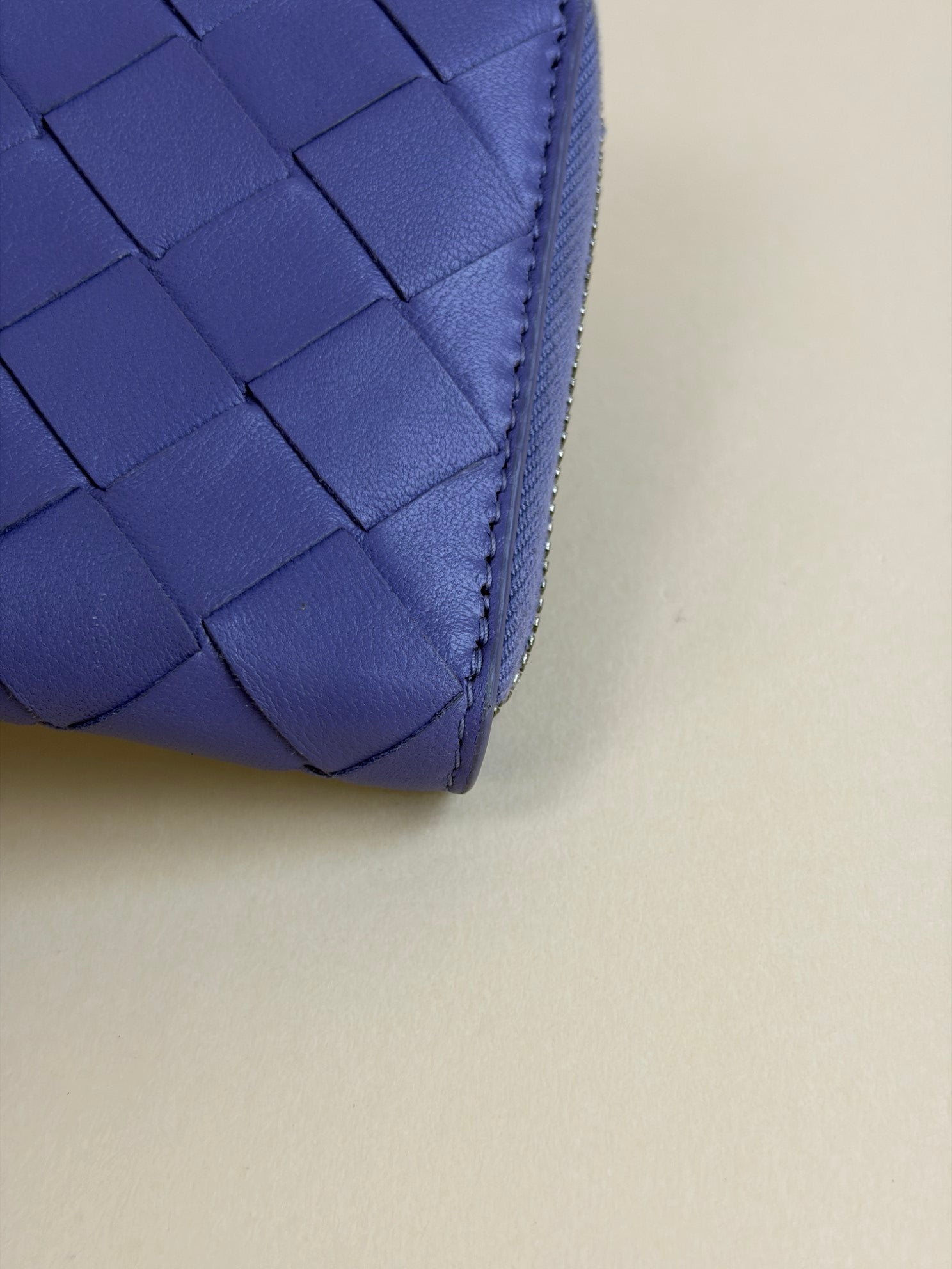 BOTTEGA Veneta lavender intercalator small leather zip around coin purse