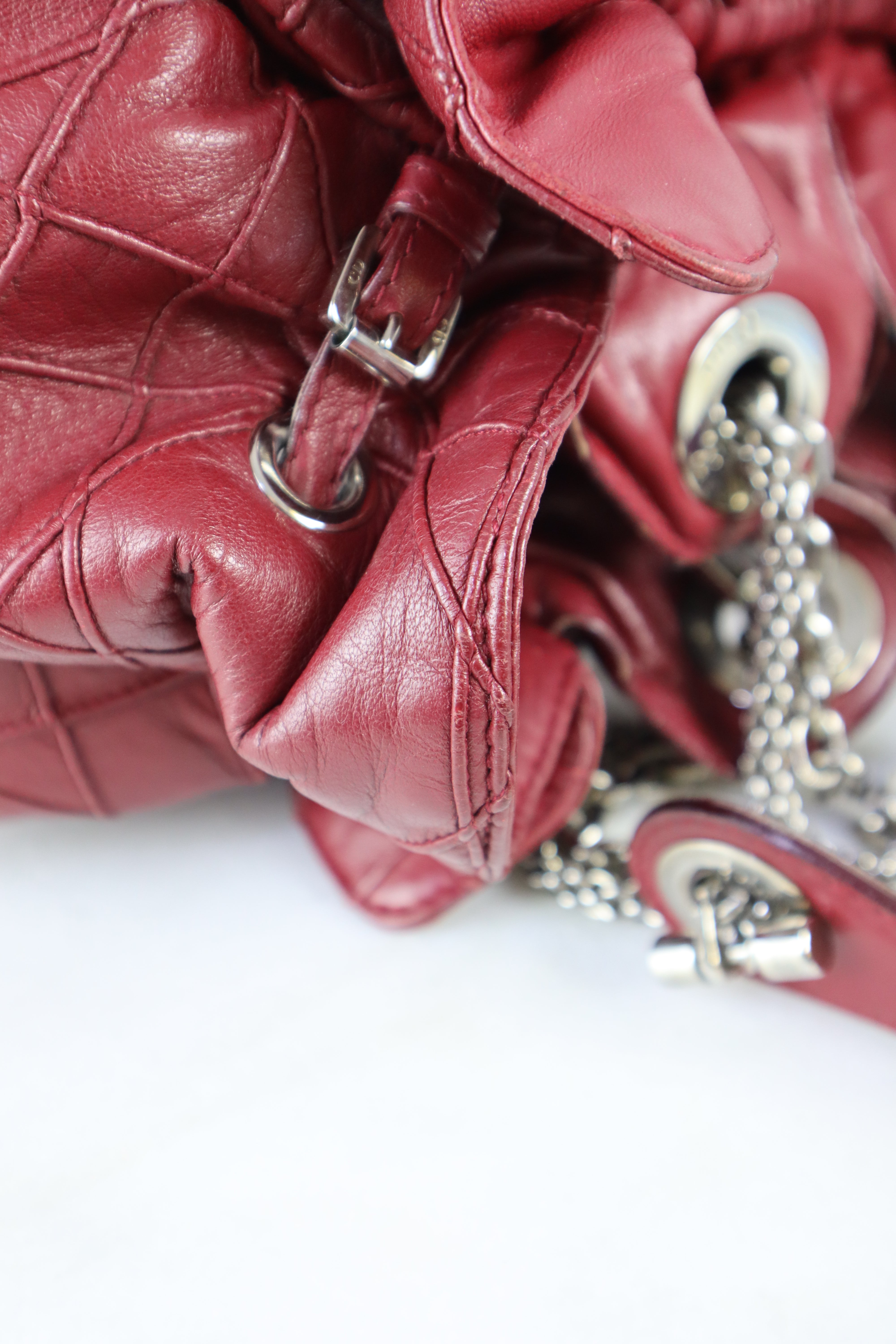 Christian Dior Red Cannage Le Trente Shoulder Bag W/ Bag Charm