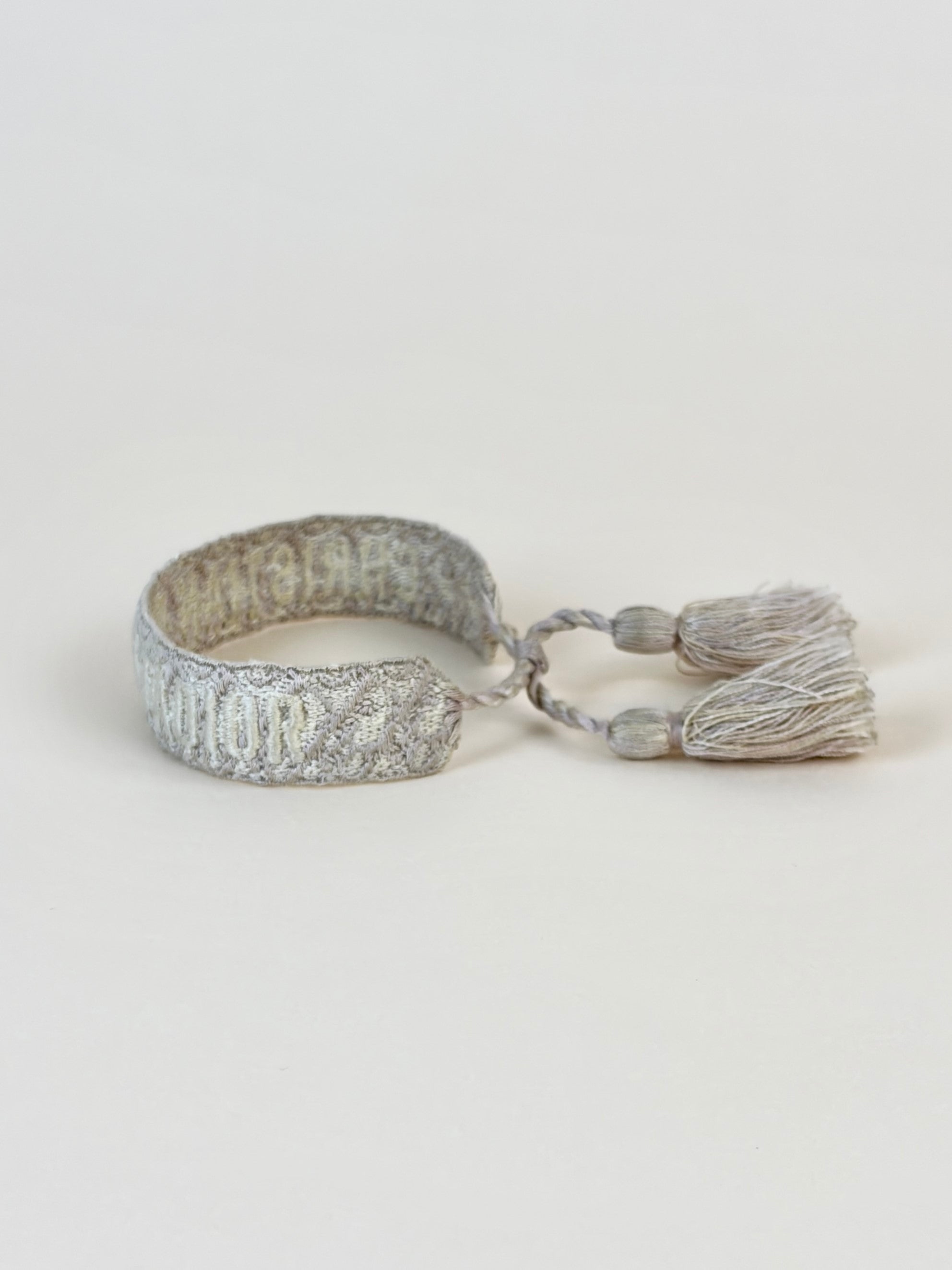 Dior beige cotton j adior woven embroidered bracelets set