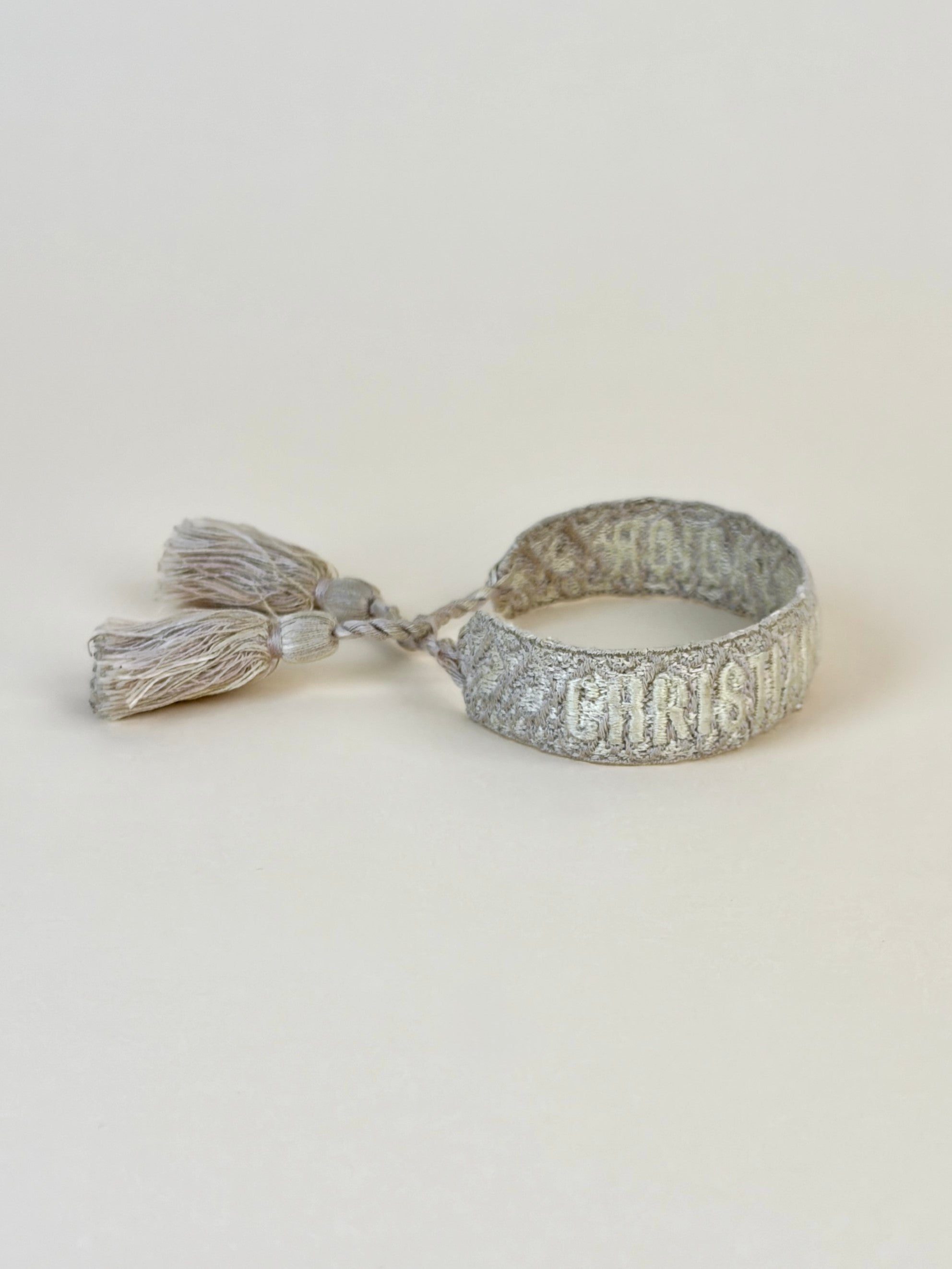 Dior beige cotton j adior woven embroidered bracelets set
